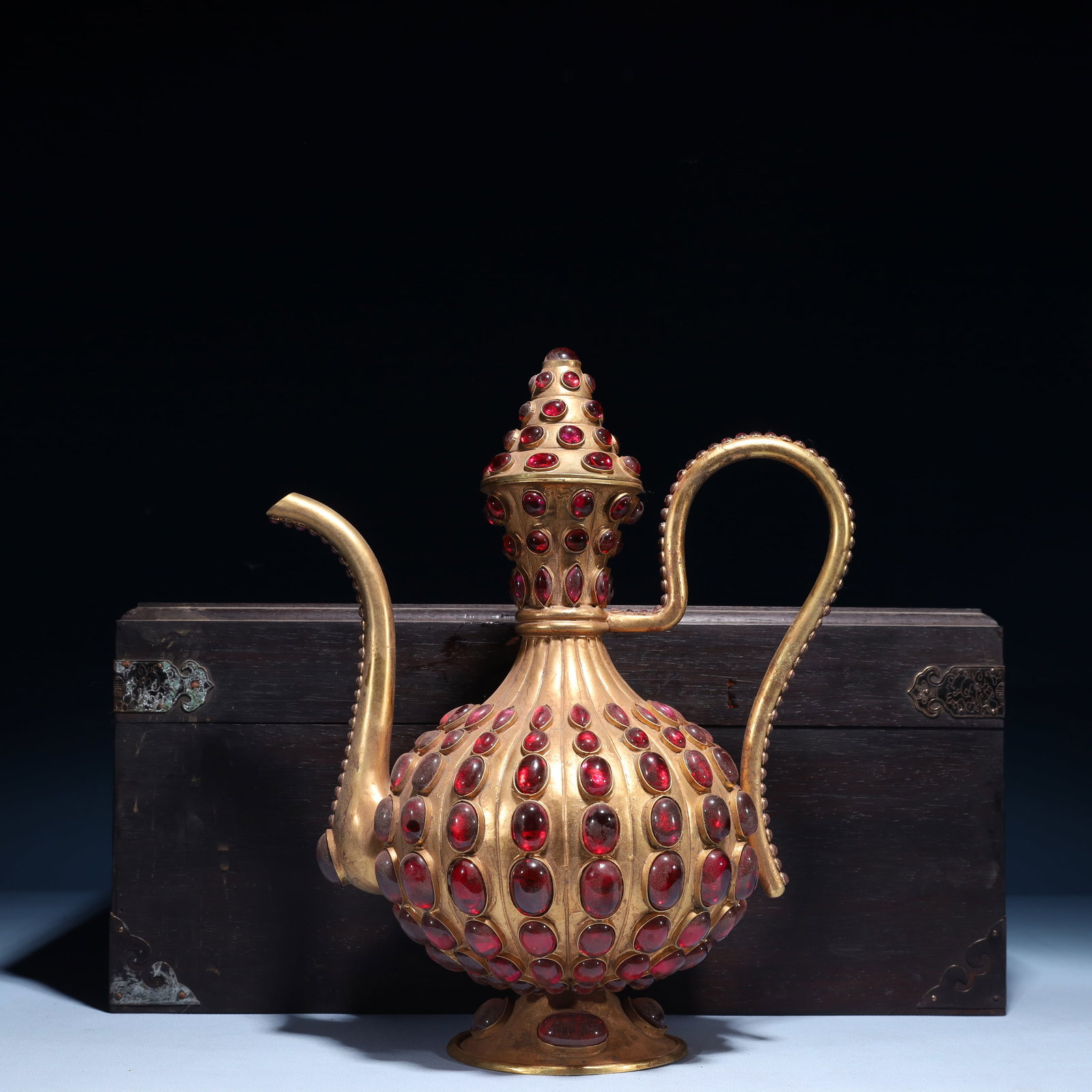 An Exquisite Gilt Bronze Inlaid Gems Ewer (1 of 13)