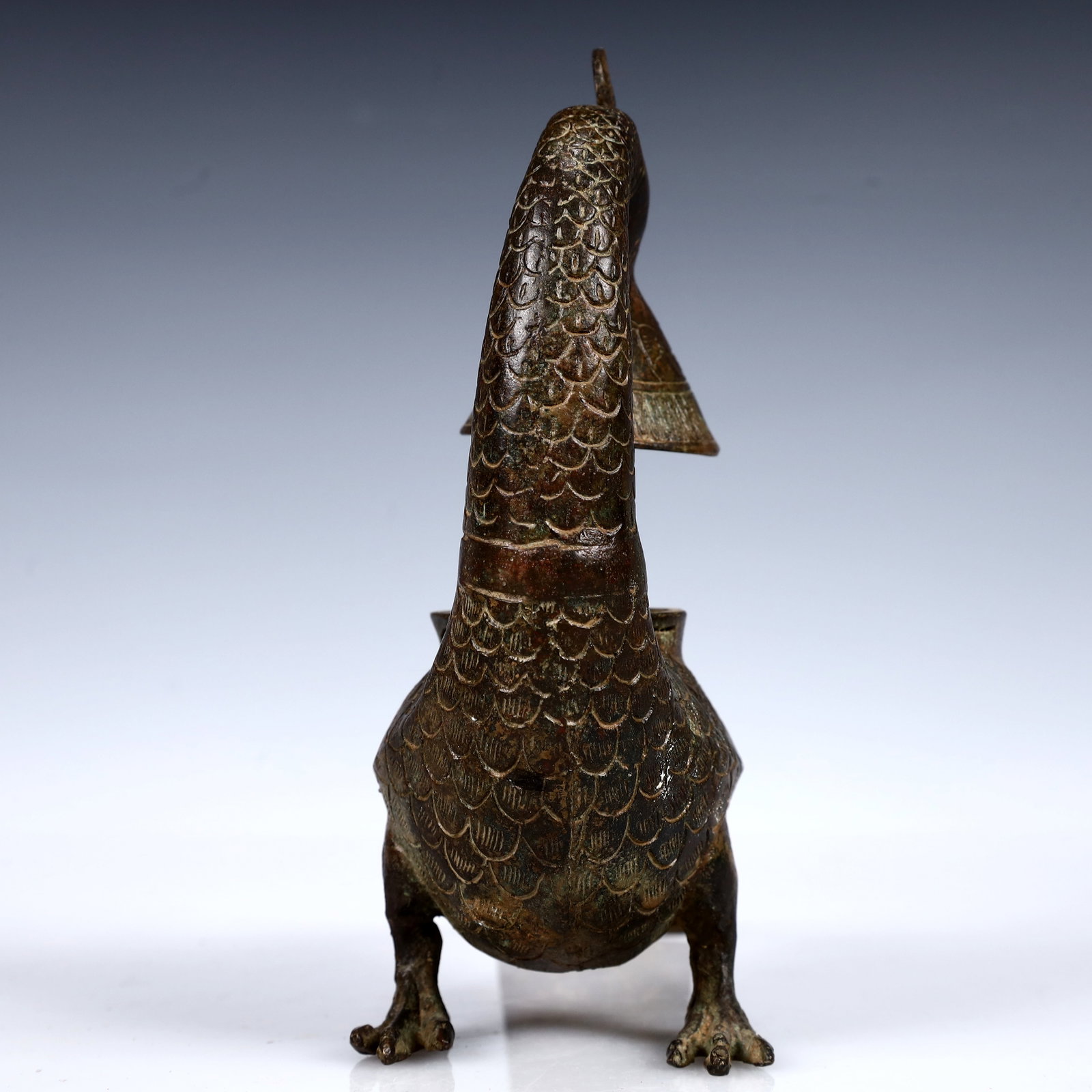 A Rare Bronze Phoenix Candlestick - 6