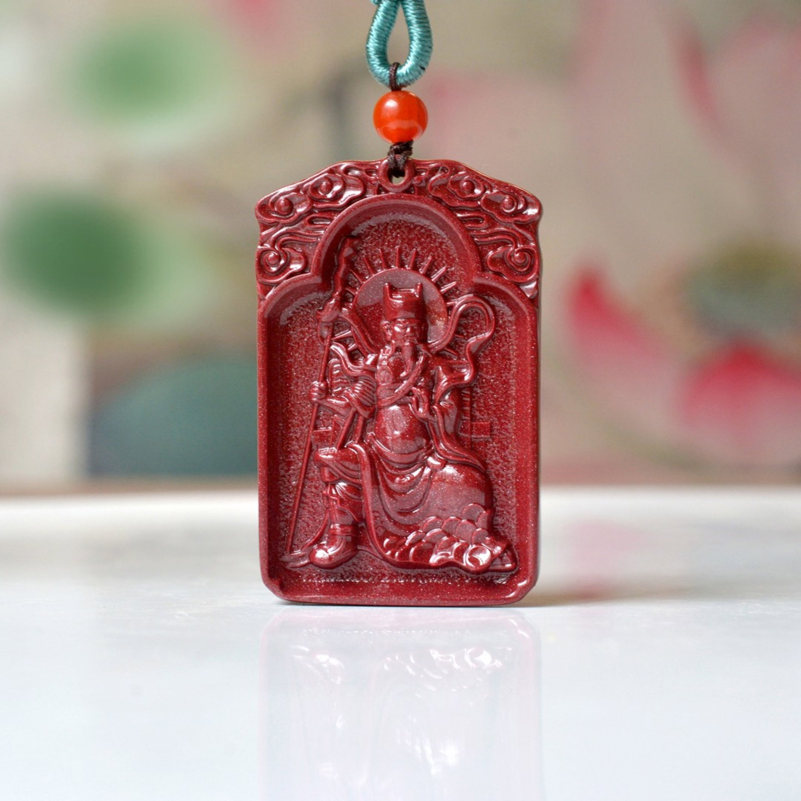 An Exquisite Cinnabar Figure Pattern Pendant - 2
