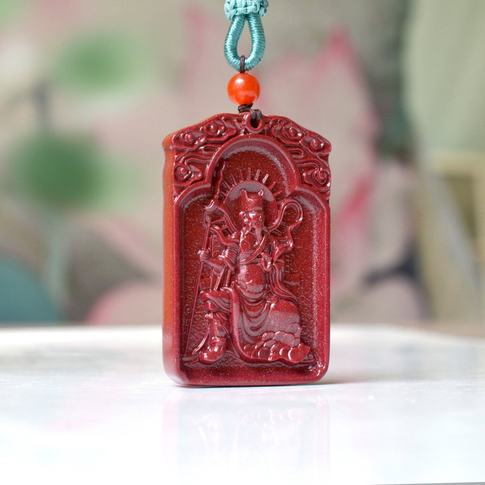 An Exquisite Cinnabar Figure Pattern Pendant - 3