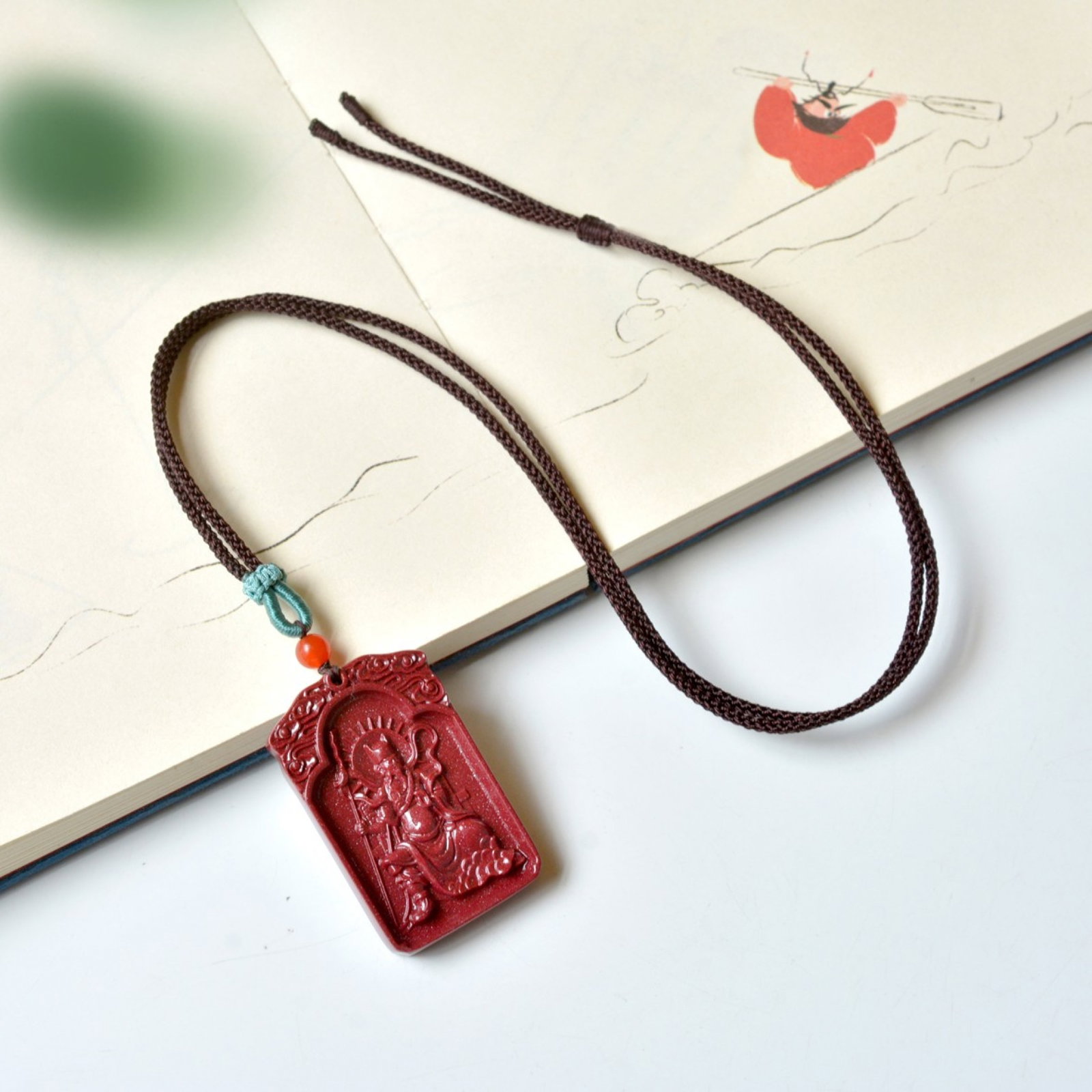 An Exquisite Cinnabar Figure Pattern Pendant - 5