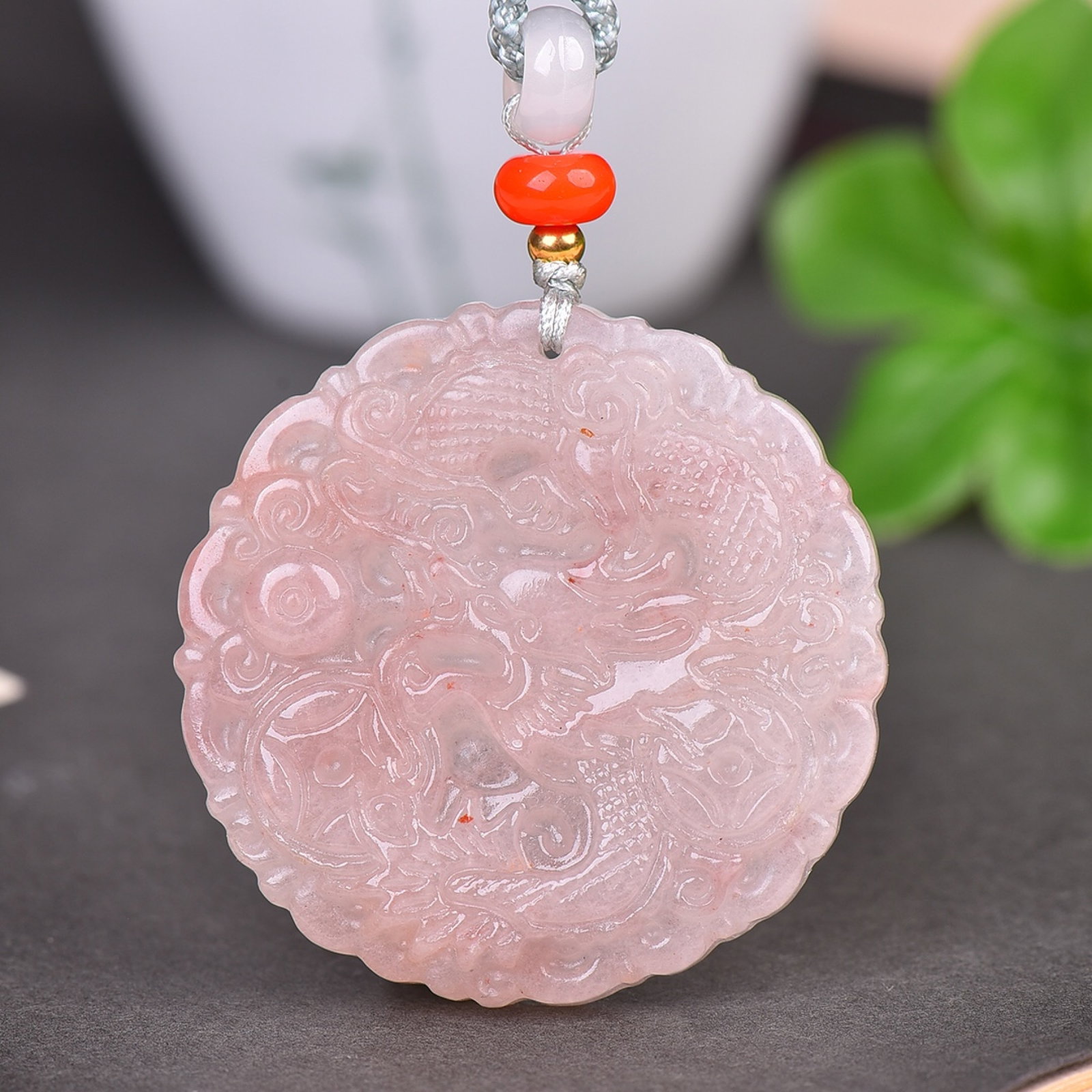 An Exquisite White Jade Dragon Pattern Pendant: An Exquisite White Jade Dragon Pattern Pendant,Size:1.9inx1.9in 白玉龙纹挂件