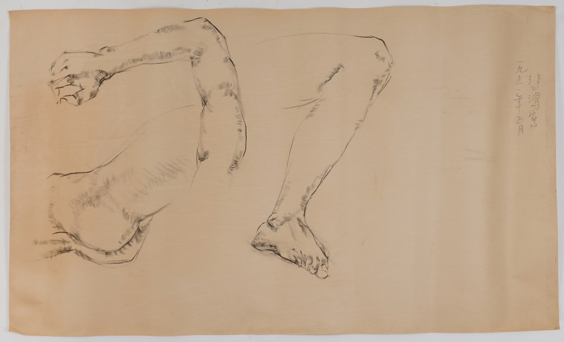 A Chinese Ink Painting of Figure on Paper: A Chinese Ink Painting of Figure on Paper,Xu Beihong,Size:30.3inx51.2in 一幅中国水墨人物画,徐悲鸿