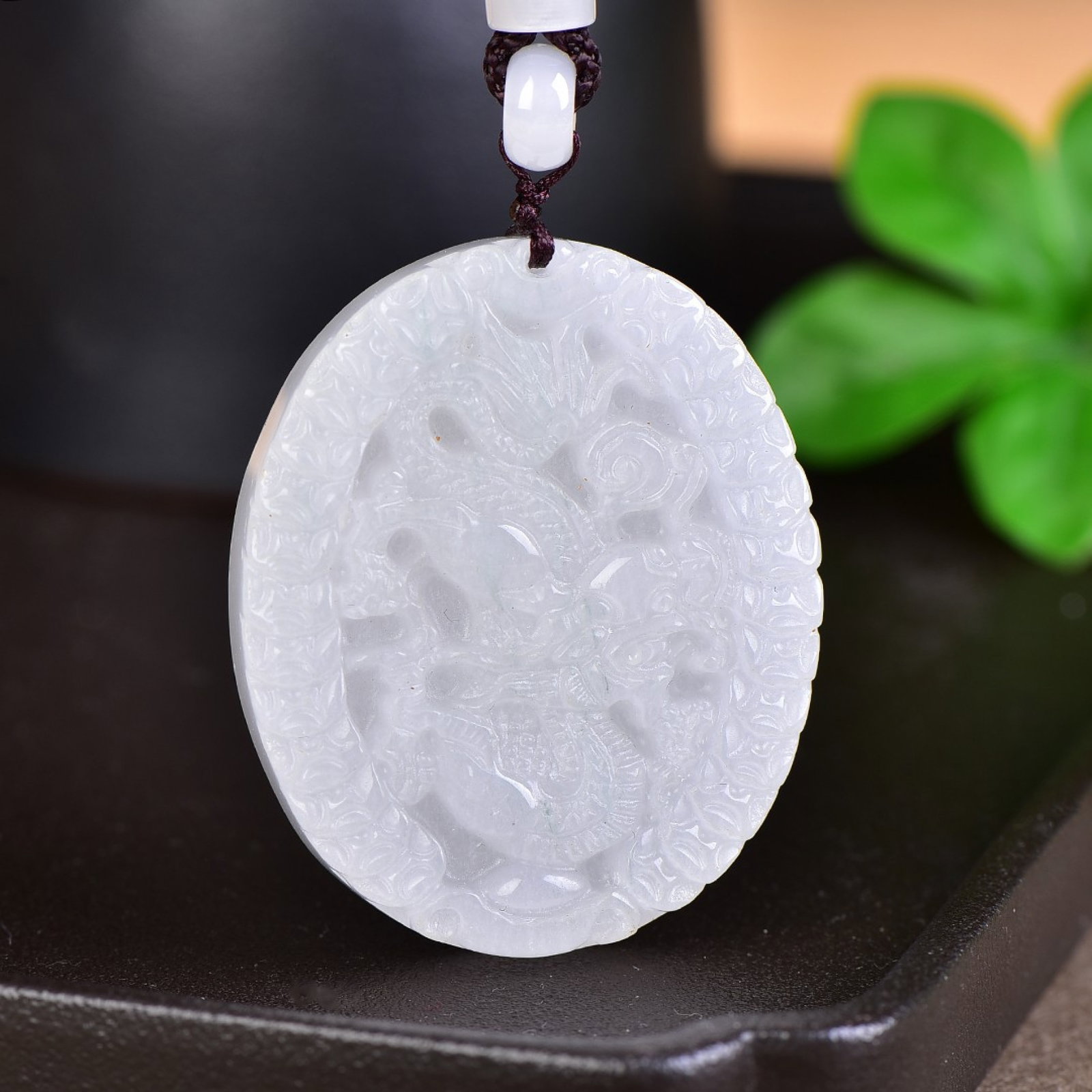 An Exquisite Jadeite Dragon Pattern Pendant