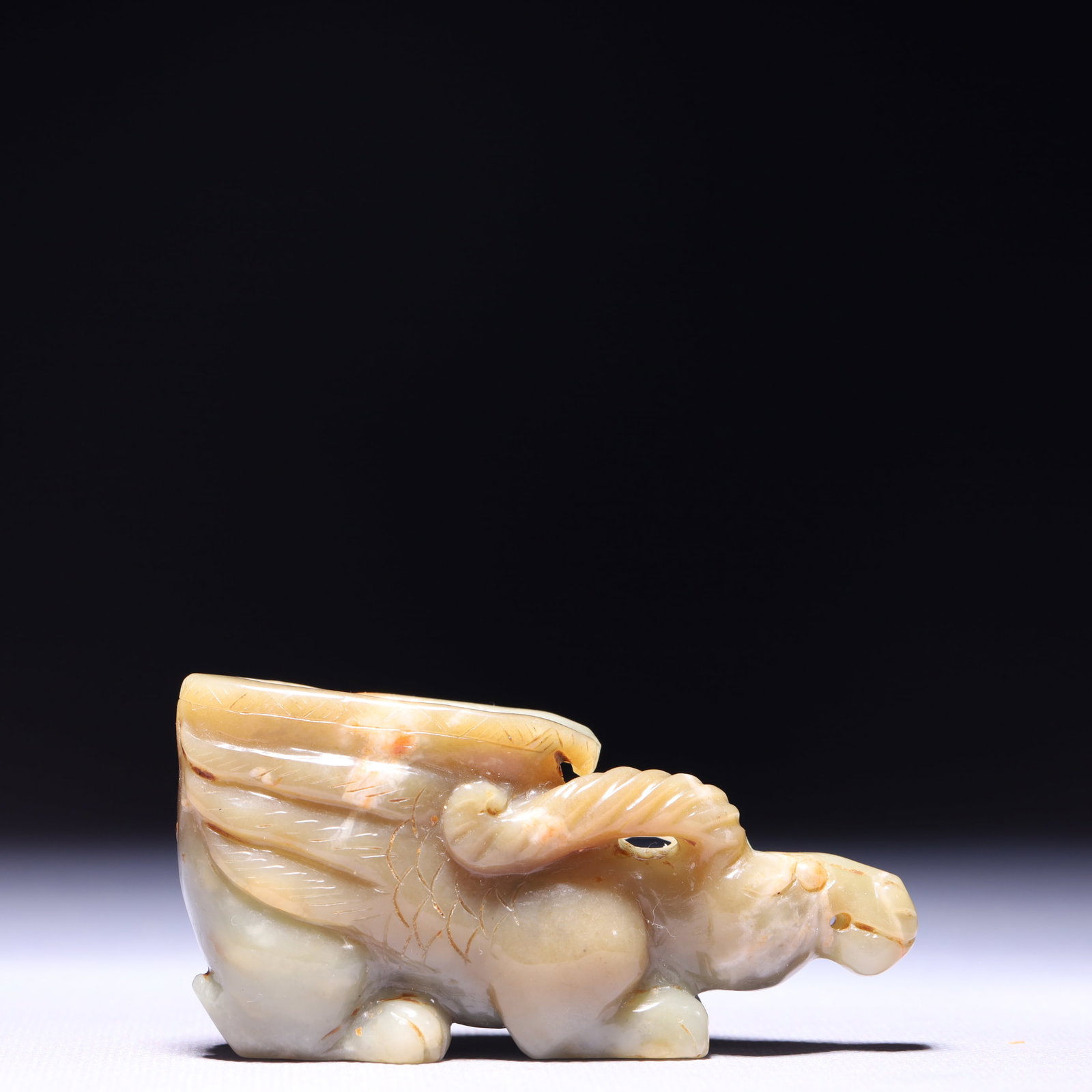 An Exquisite Green Jade Buffalo Cup (1 of 8)
