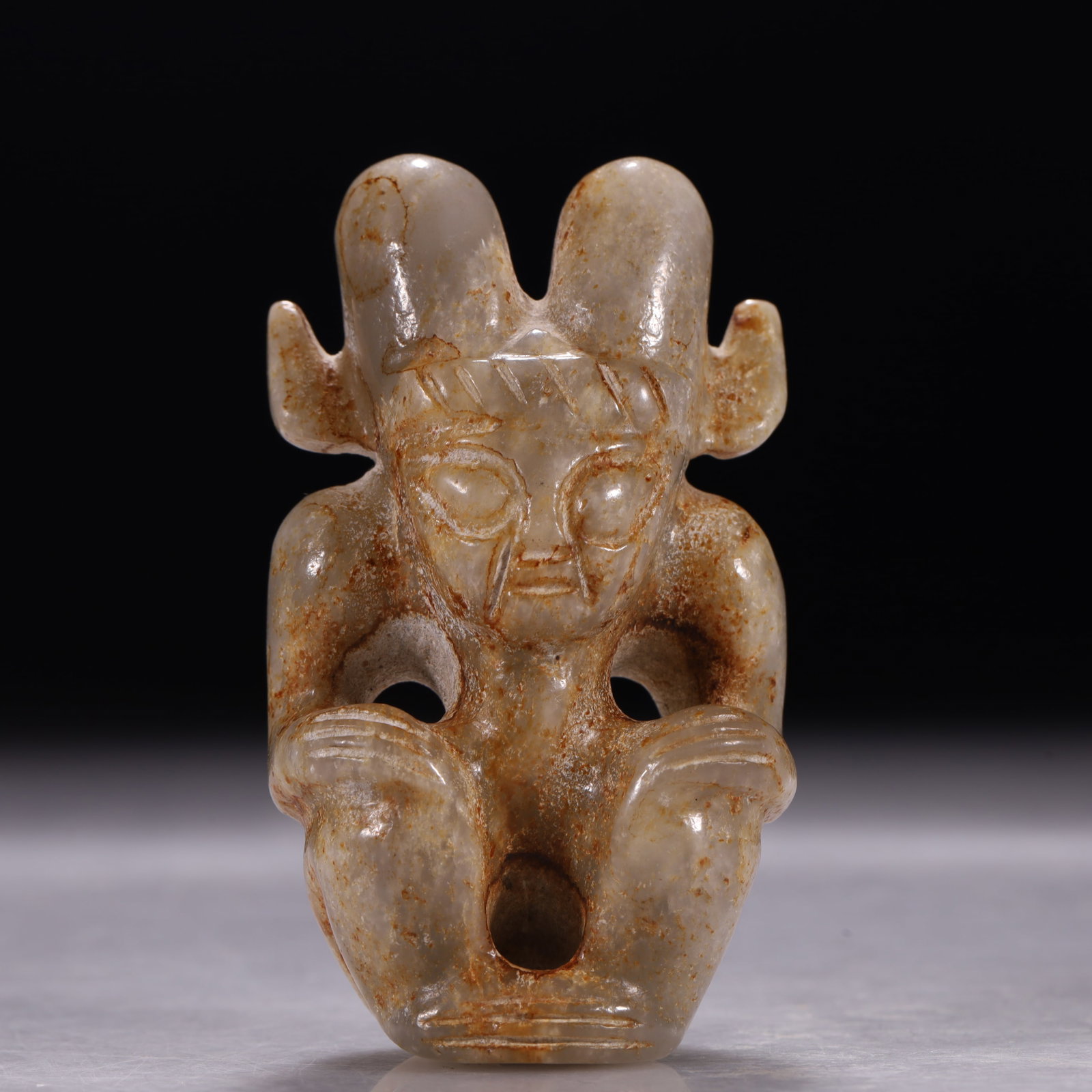 Hongshan Culture Yellow Jade Ring-Shaped Deity Pendant (1 of 7)