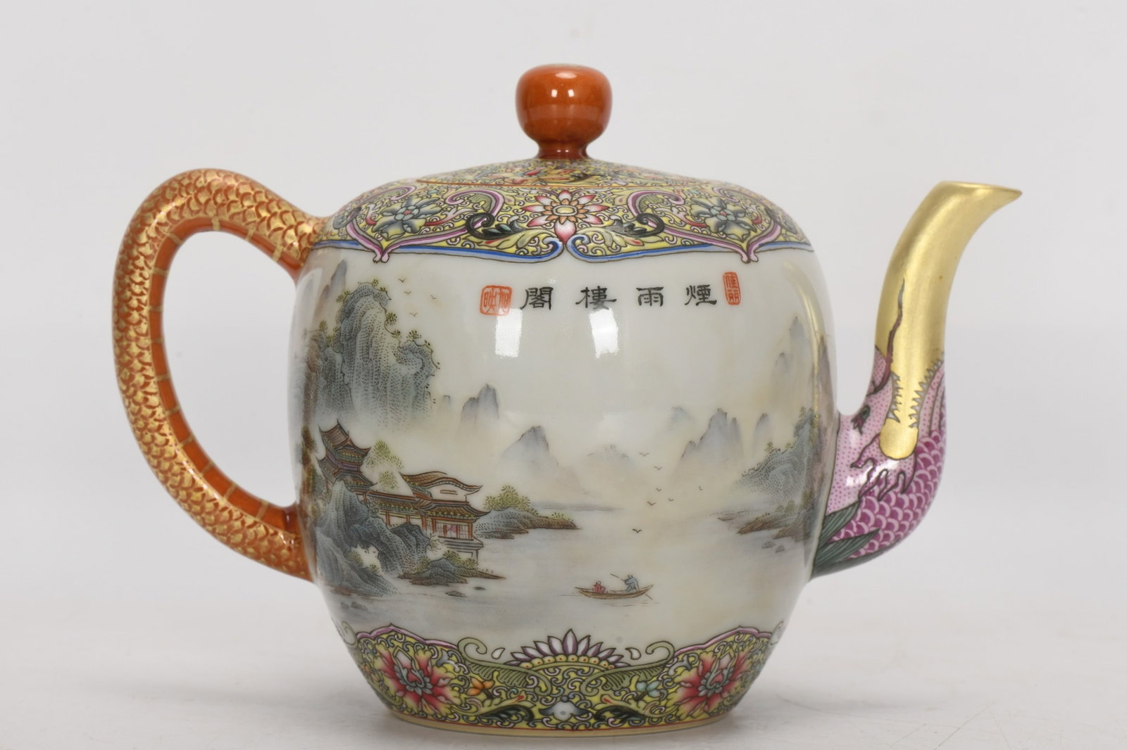 An Exquisite Enamel Landscape Pattern Teapot - 3