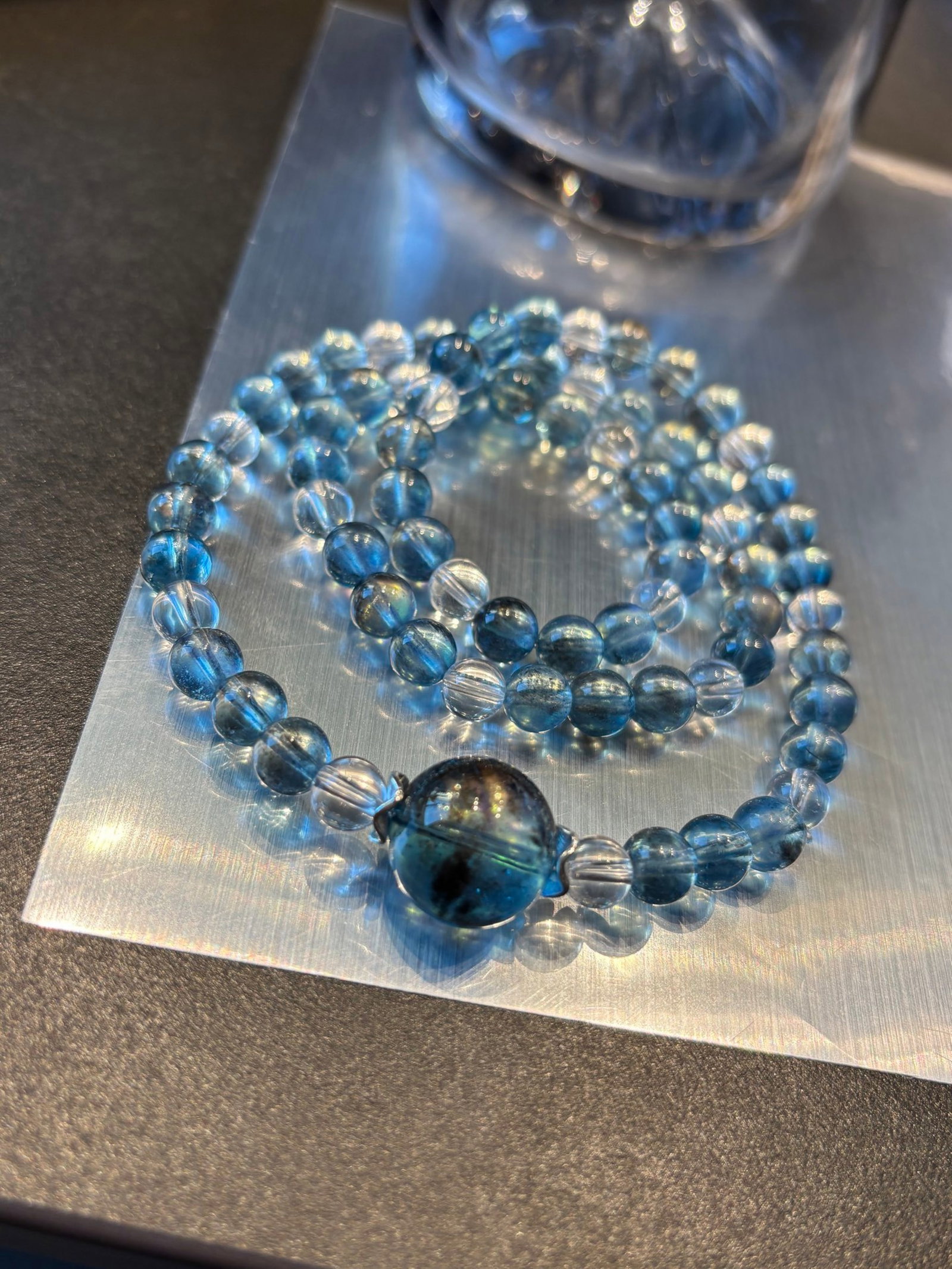 An Exquisite Aquamarine Bracelet: An Exquisite Aquamarine Bracelet,Size:0.3in,Weight:48.7g 海蓝宝手链