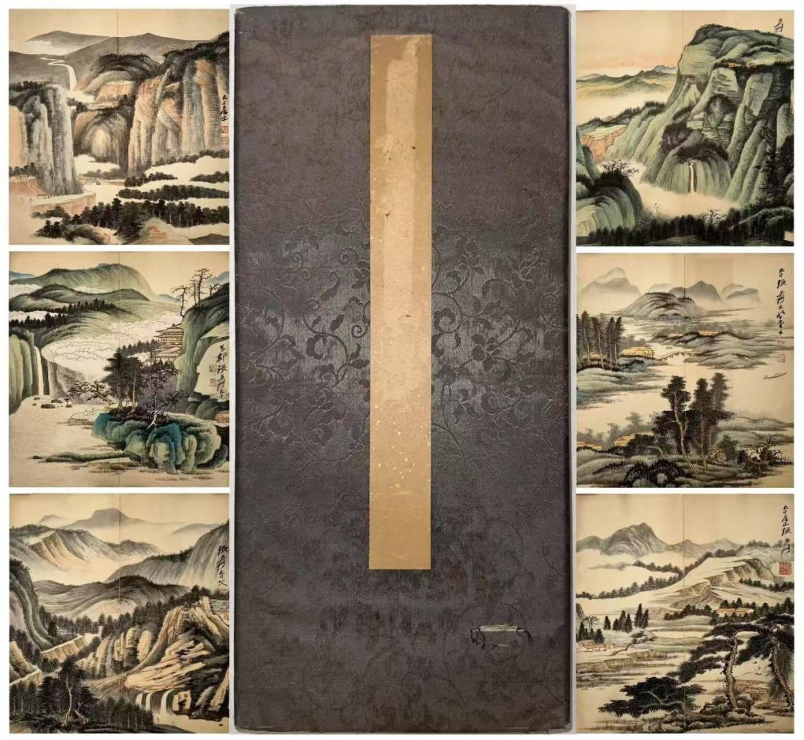 A Chinese Album Ink Painting of Landscape and Figure on Paper: A Chinese Album Ink Painting of Landscape and Figure on Paper,Zhang Daqian,Size:14.2inx15.4in 一本中国水墨山水人物画册,张&
