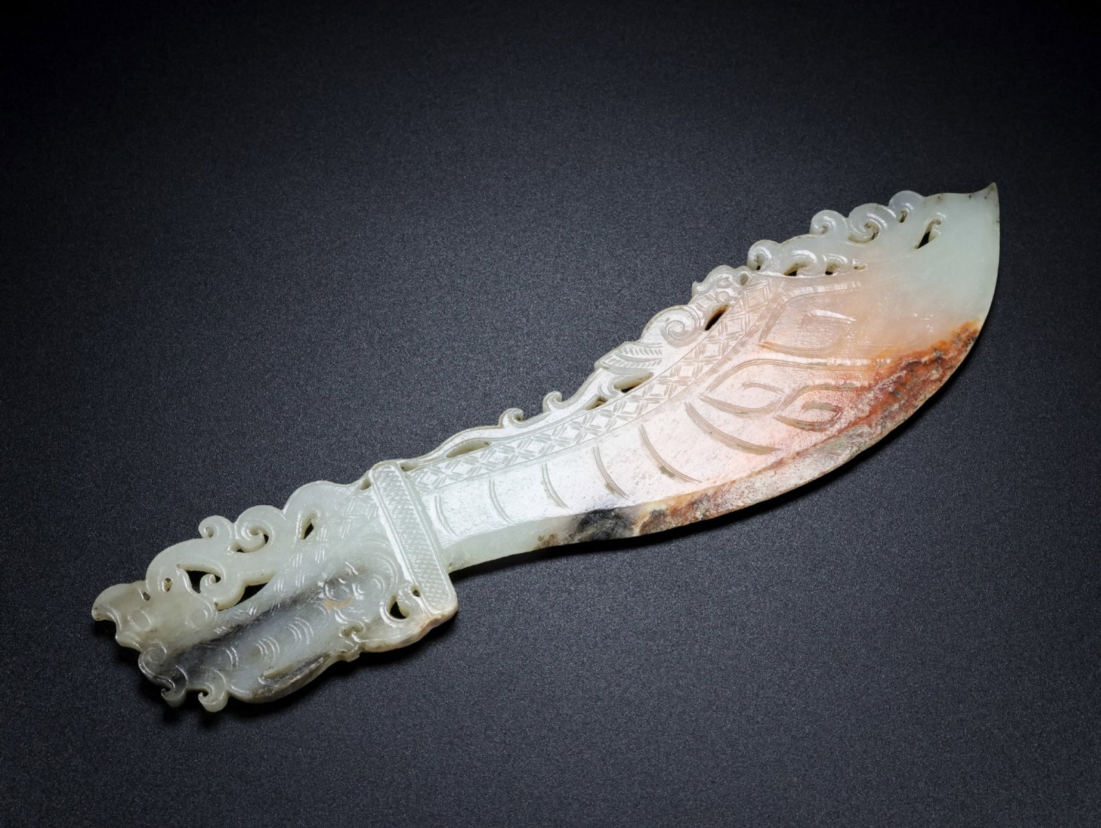 An Exquisite White Jade Auspicious Beast Pattern Sword - 3