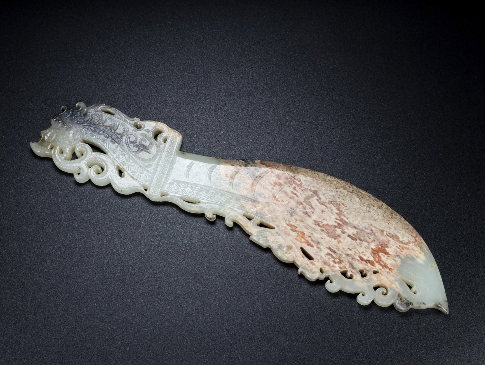 An Exquisite White Jade Auspicious Beast Pattern Sword - 4