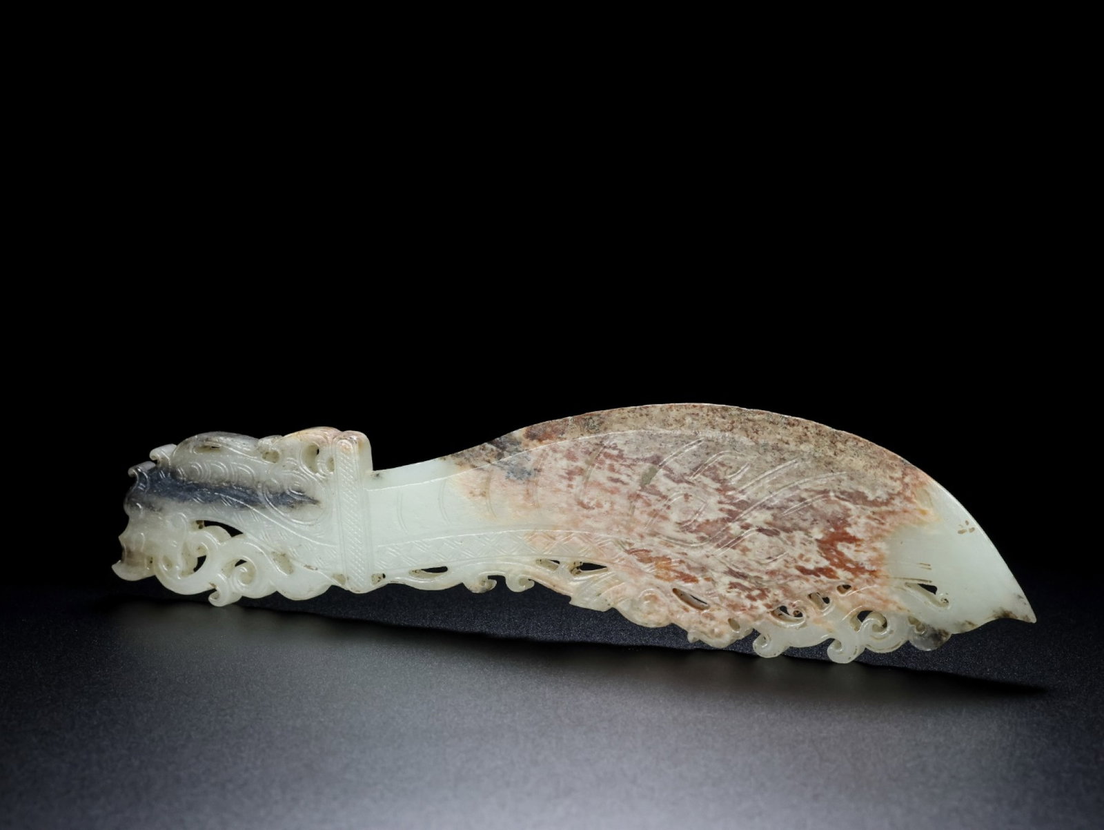 An Exquisite White Jade Auspicious Beast Pattern Sword - 7