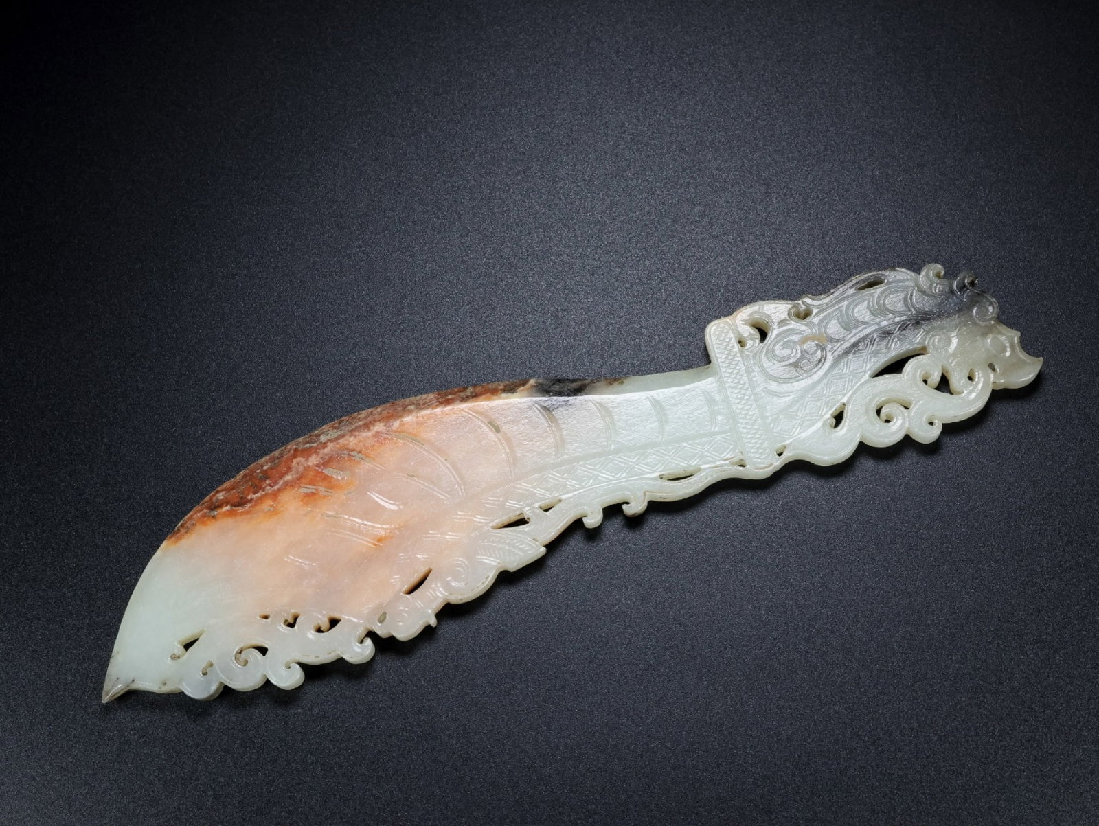 An Exquisite White Jade Auspicious Beast Pattern Sword - 9