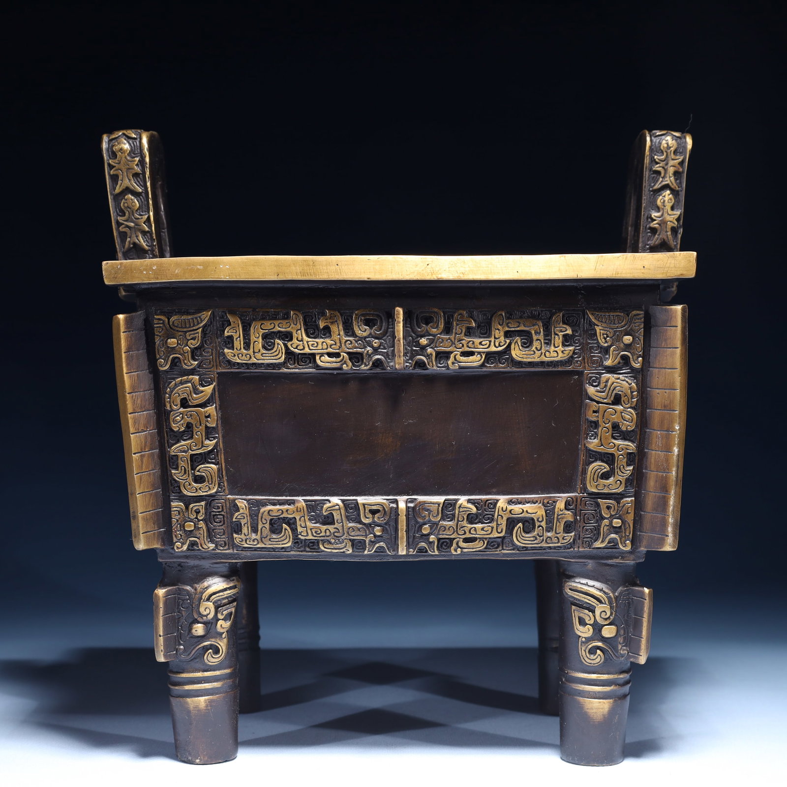 An Exquisite Bronze Chi-Dragon Pattern Double-Ears Censer (1 of 9)