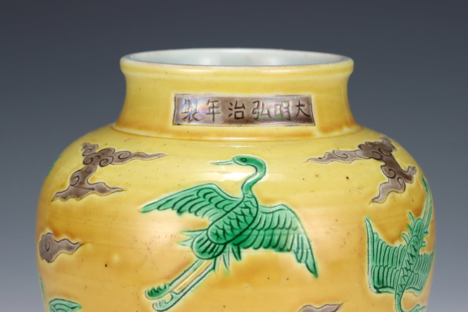 An Exquisite Biscuit Auspicious Cloud and Crane Pattern Vase - 2