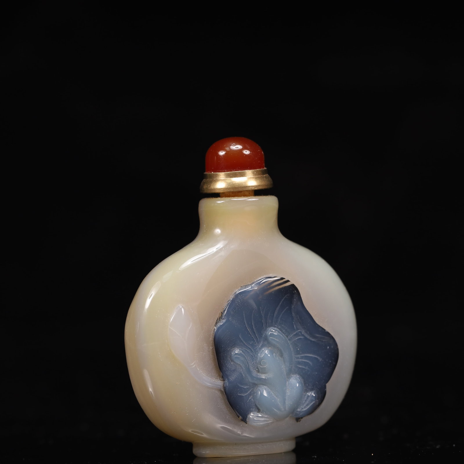 An Exquisite Agate Frog Pattern Snuff Bottle - 3