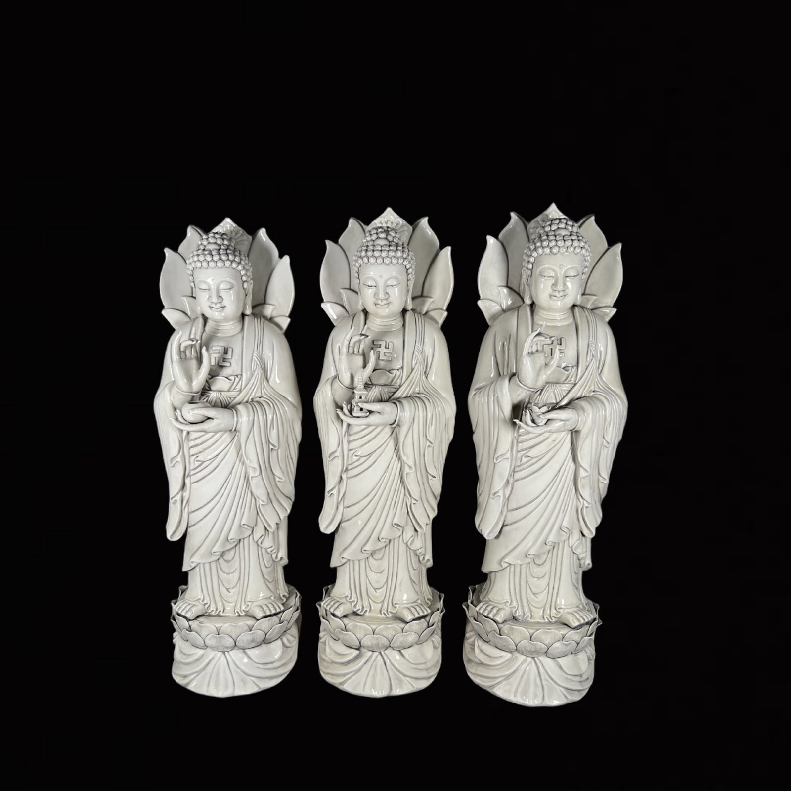 A Set of Solemn Blance-De-Chine Statue of Sakyamuni (1 of 10)