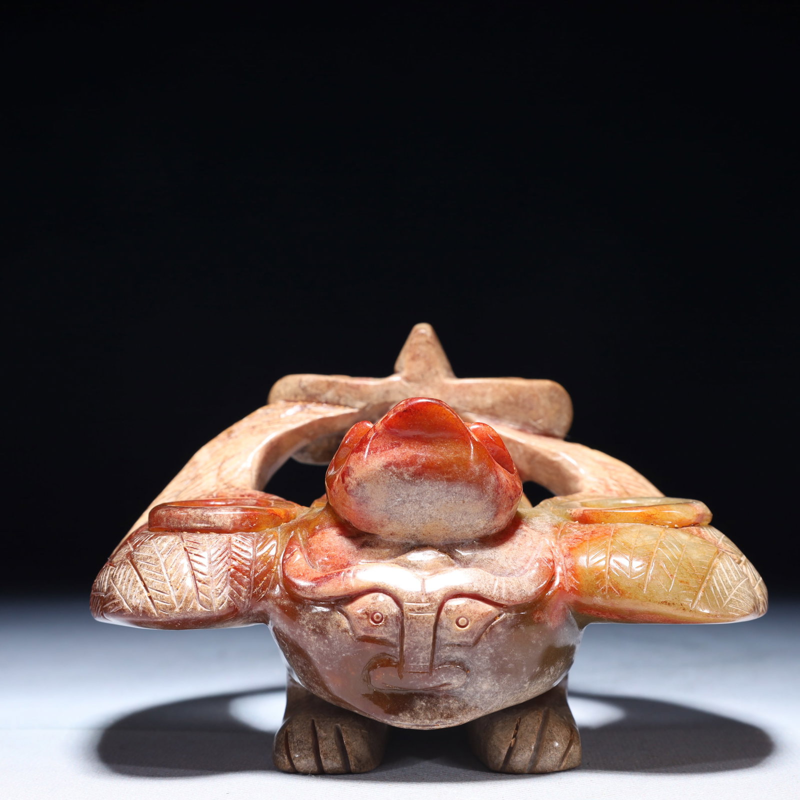An Archaic Archaic Jade Beast Ornament: An Archaic Archaic Jade Beast Ornament,Ancient Time,China,Size:5.9inx4.3inx4.1in,Weight:1100g 高古玉兽摆件,中国远古时期