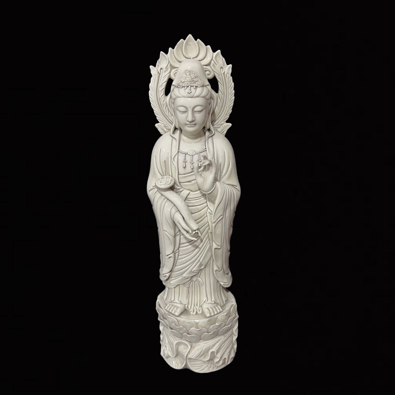 A Solemn Blance-De-Chine Statue of Avalokitesvara (1 of 5)