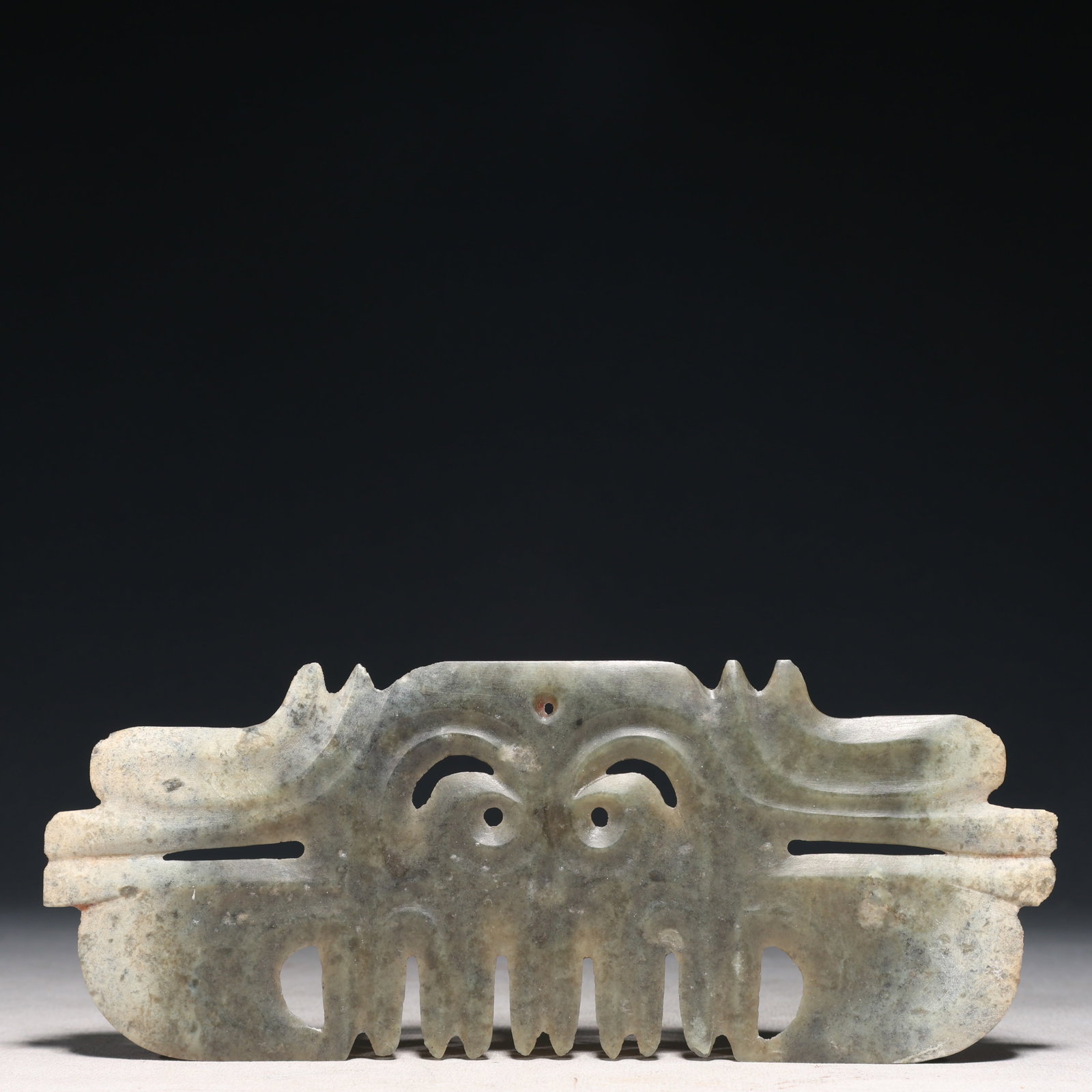 An Archaic Hongshan Culture Greenish Jade Pendant: An Archaic Hongshan Culture Greenish Jade Pendant,Ancient Time, China,Size:9.1inx3.5in,Weight:149g 红山文化青白玉挂件,中国新