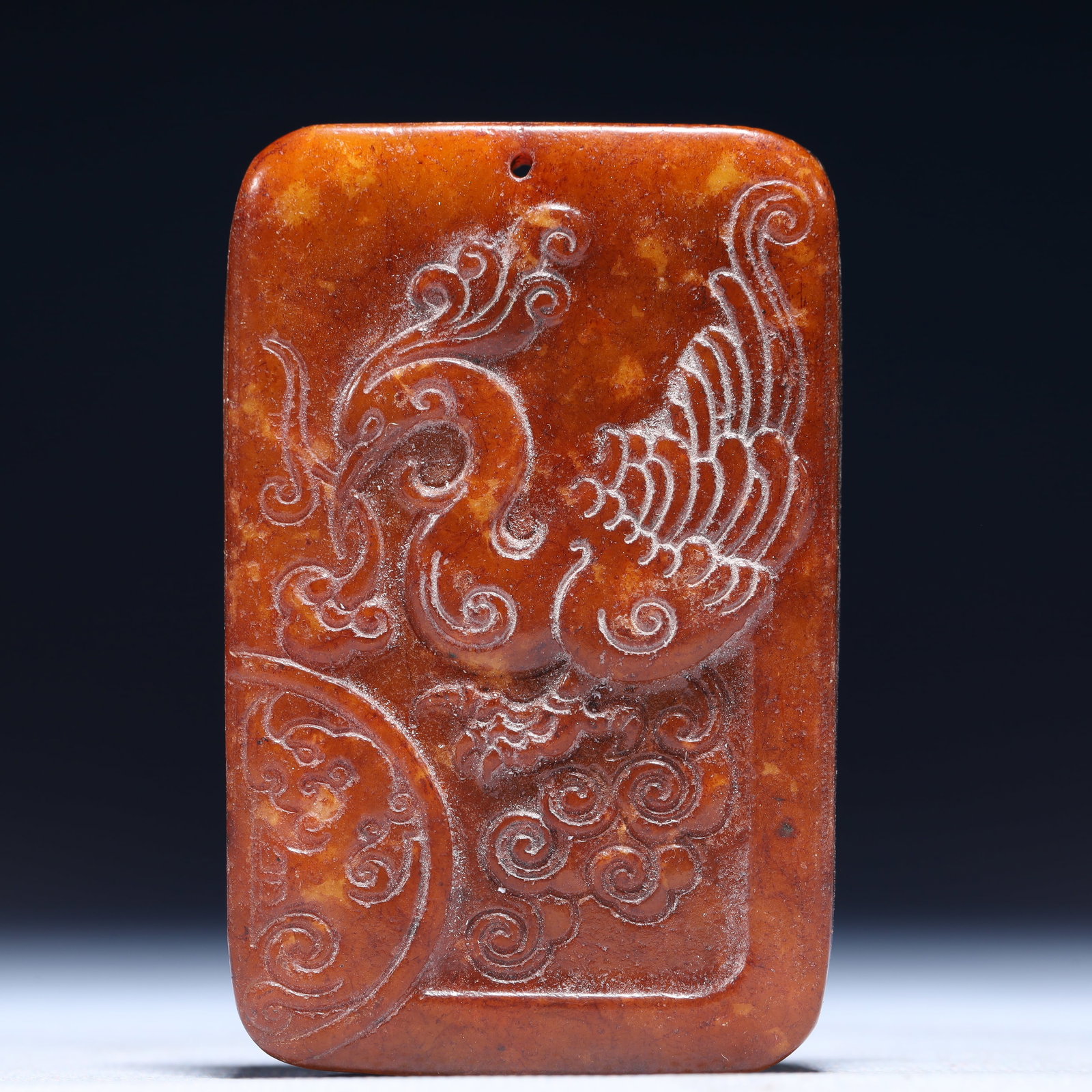 An Exquisite Archaic Jade Phoenix Pattern Pendant: An Exquisite Archaic Jade Phoenix Pattern Pendant,Ancient Time,China,Size:2inx0.4inx3.1in,Weight:98g 高古玉凤纹牌,中国远古时期