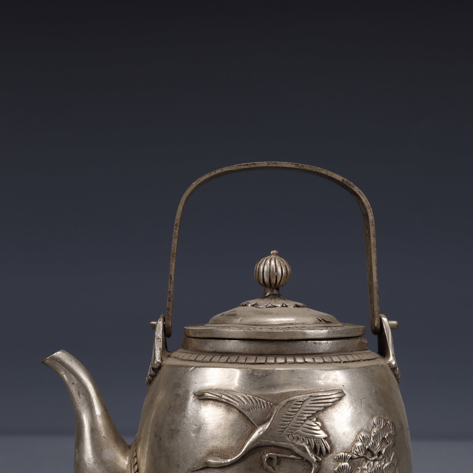 An Exquisite Silver-Plated Bronze Crane Pattern Ewer - 2