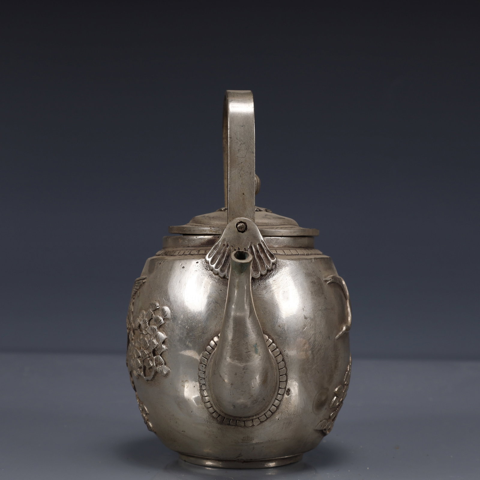 An Exquisite Silver-Plated Bronze Crane Pattern Ewer - 5