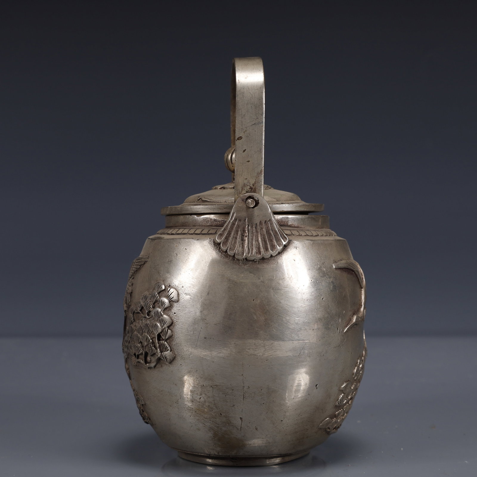 An Exquisite Silver-Plated Bronze Crane Pattern Ewer - 9