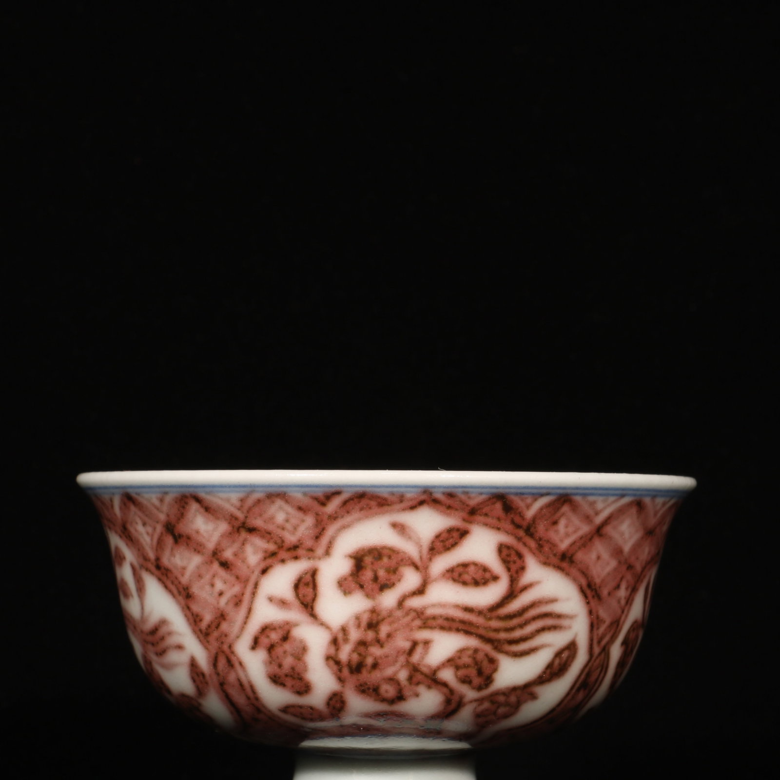 An Exquisite Underglaze-Red Flower and Bird Pattern Stem Cup - 2