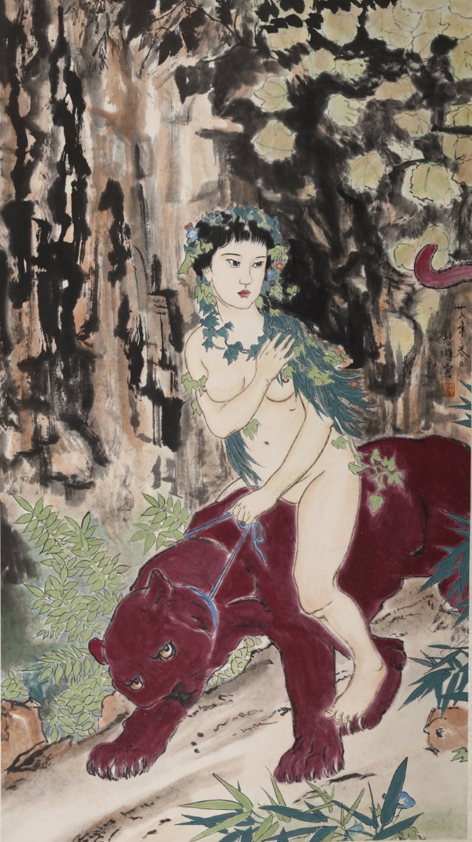 A Chinese Vertical Scroll Ink Painting of Figure on Paper (1 of 6)