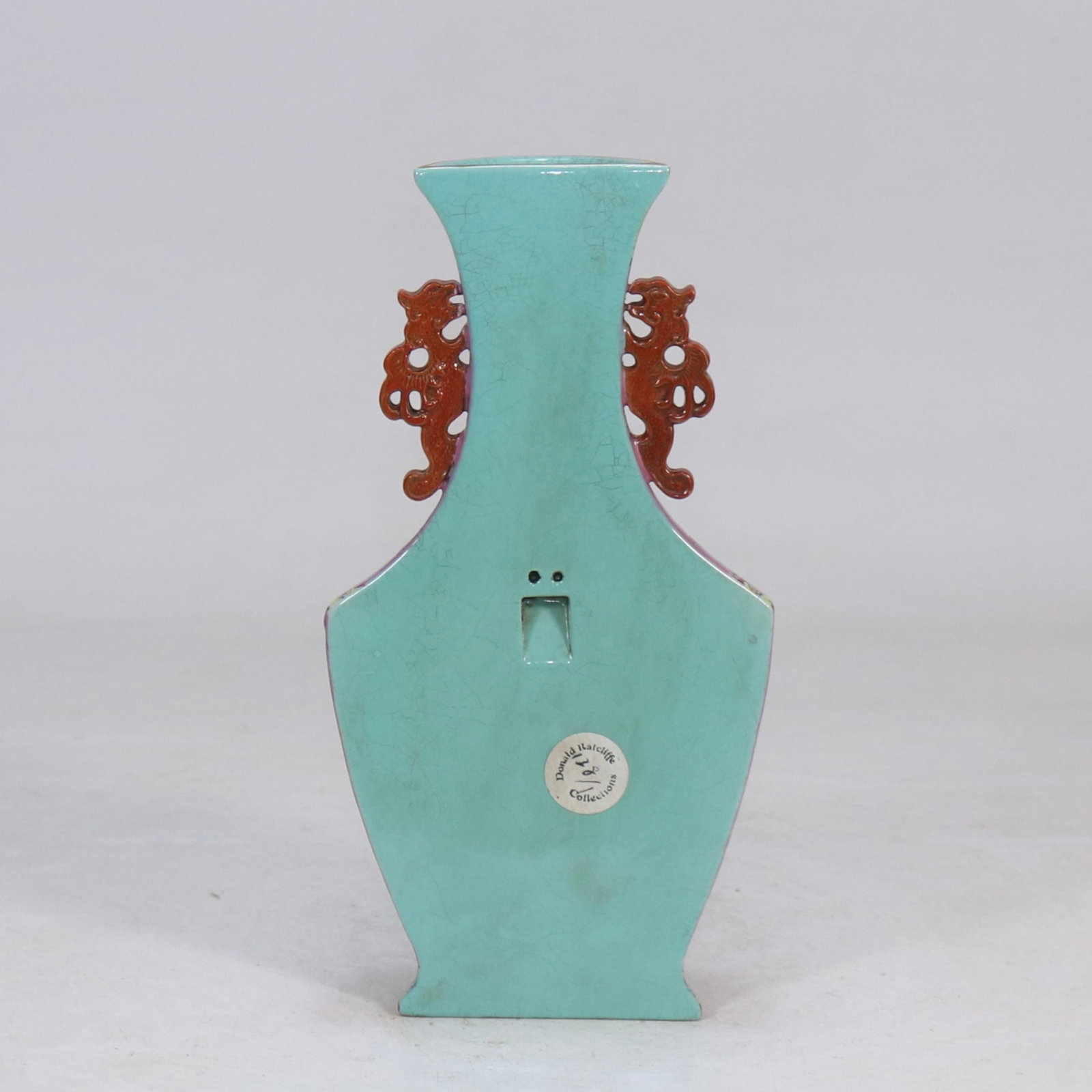 An Exquisite Ruby Red-Glazed Landscape Pattern Double-Ears Vase - 3