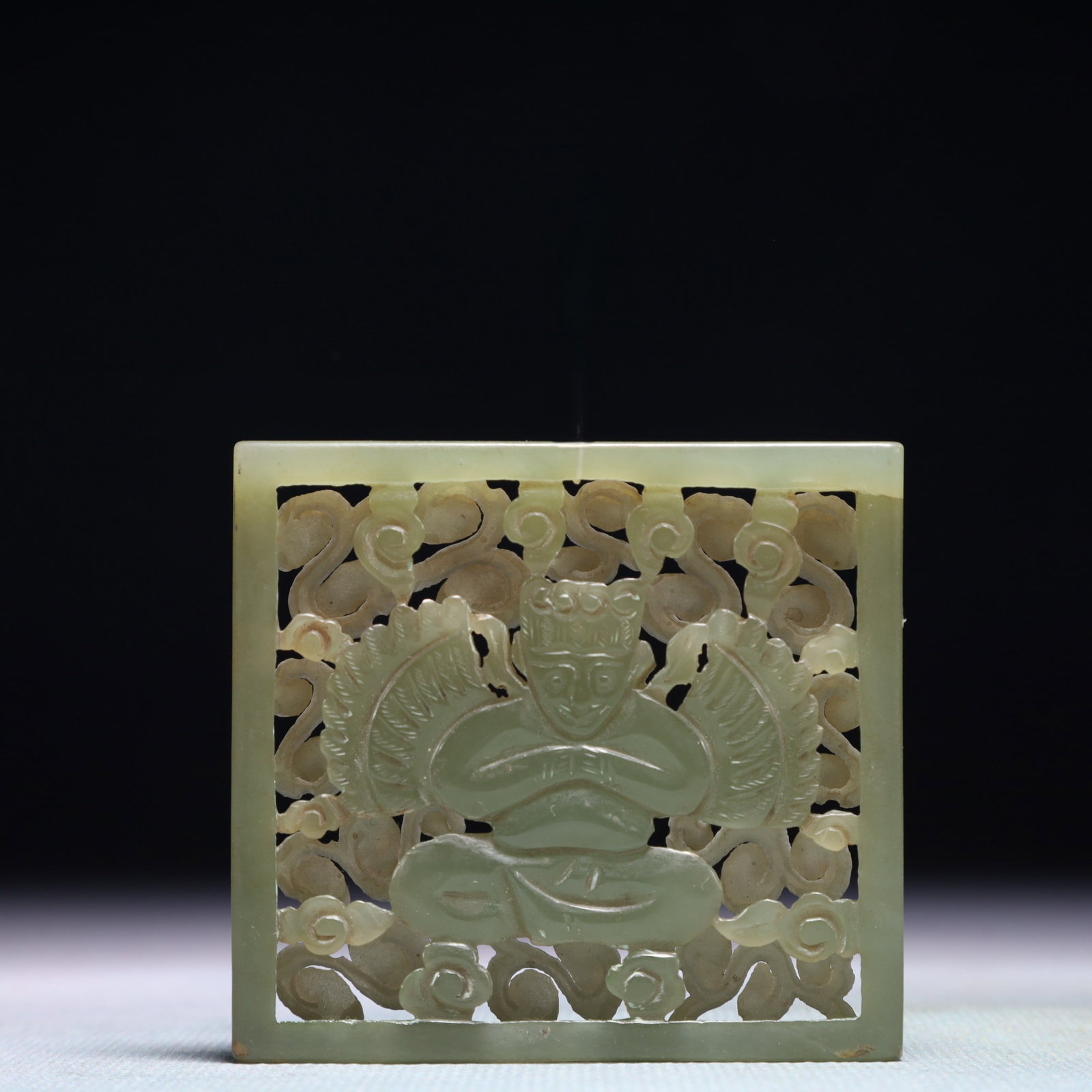 An Exquisite Green Jade Figure Pattern Pendant: An Exquisite Green Jade Figure Pattern Pendant,Qing Dynasty,China,Size:2.6inx2.4in,Weight:52.8g 青玉人物纹佩,中国清代