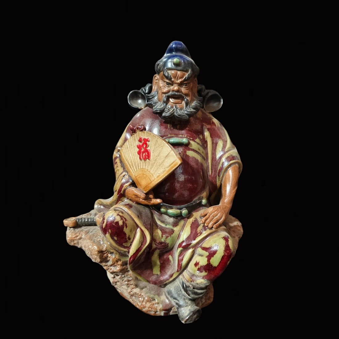 An Exquisite Shiwan yao Figure Ornament: An Exquisite Shiwan yao Figure Ornament,the Republic of China,With Mark,Size:8.3inx5.9inx10.6in 石湾窑人物摆件,中国民国时期