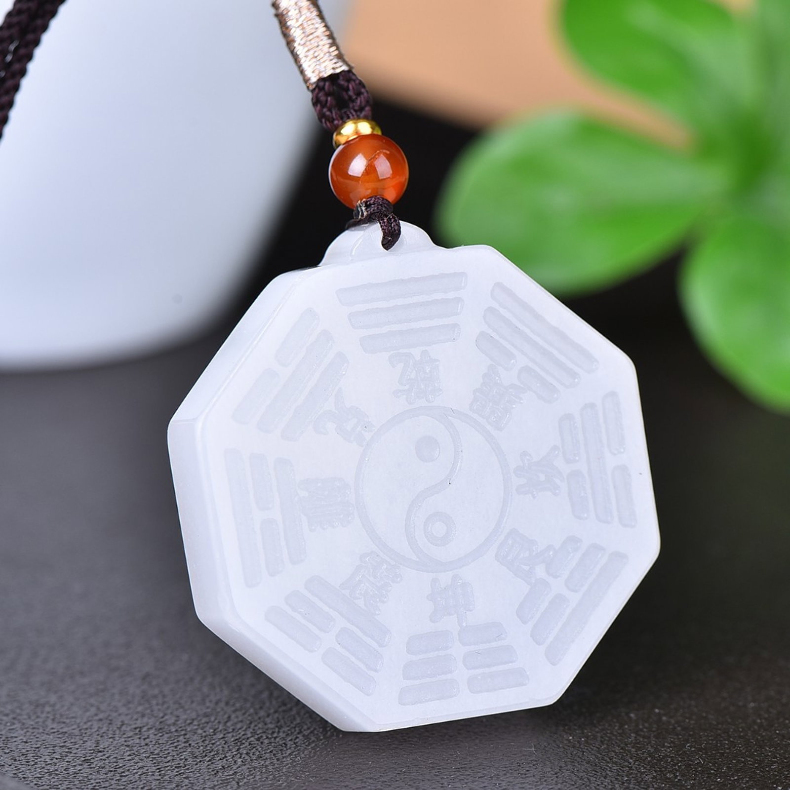 An Exquisite White Jade Trigram Pattern Pendant - 3