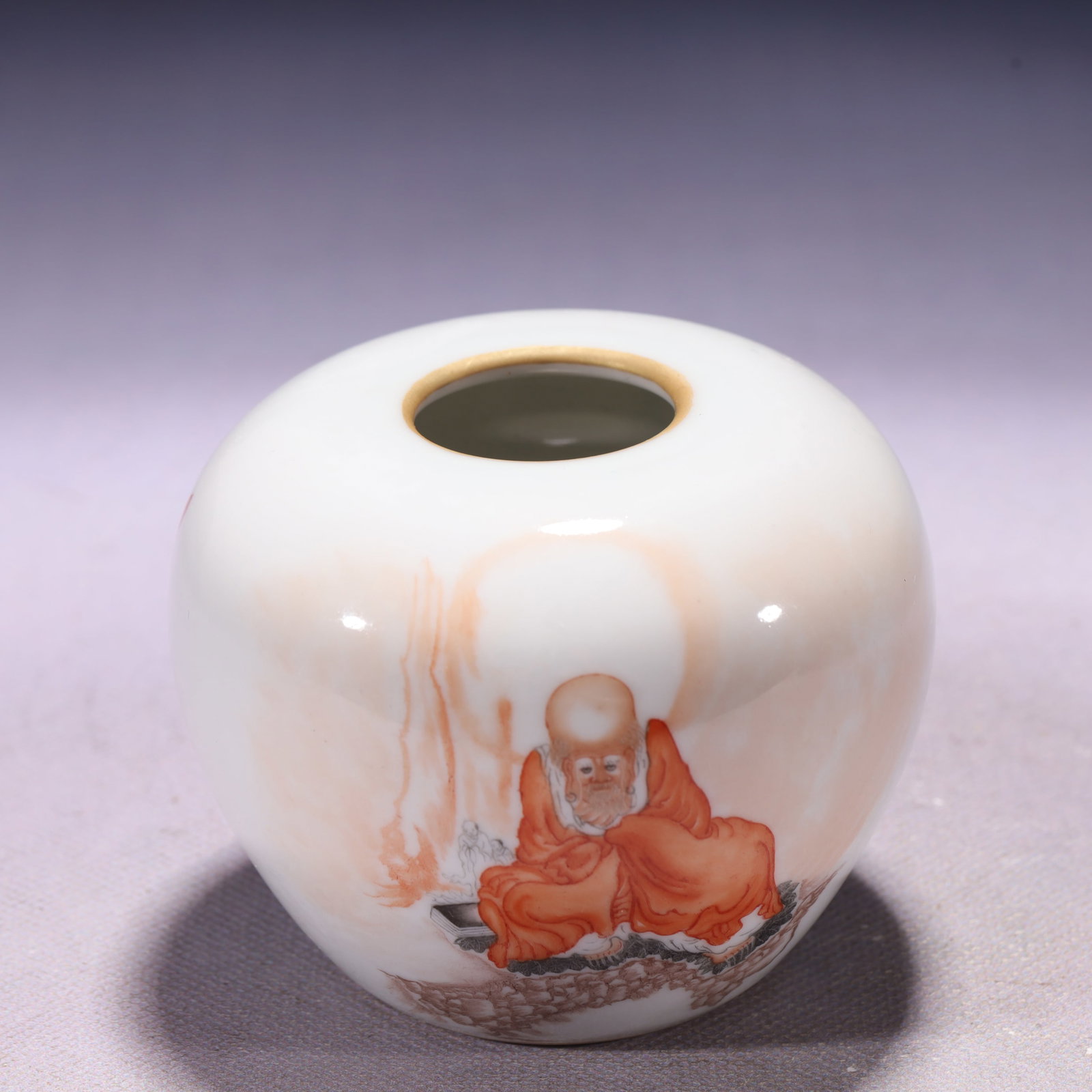 An Exquisite Iron-Red Character and Story Pattern Jar,with poem: An Exquisite Iron-Red Character and Story Pattern Jar,with poem,Qing Dynasty,China,With Mark,Size:3.5inx3in,Weight:269g 矾红人物故事纹罐,带诗