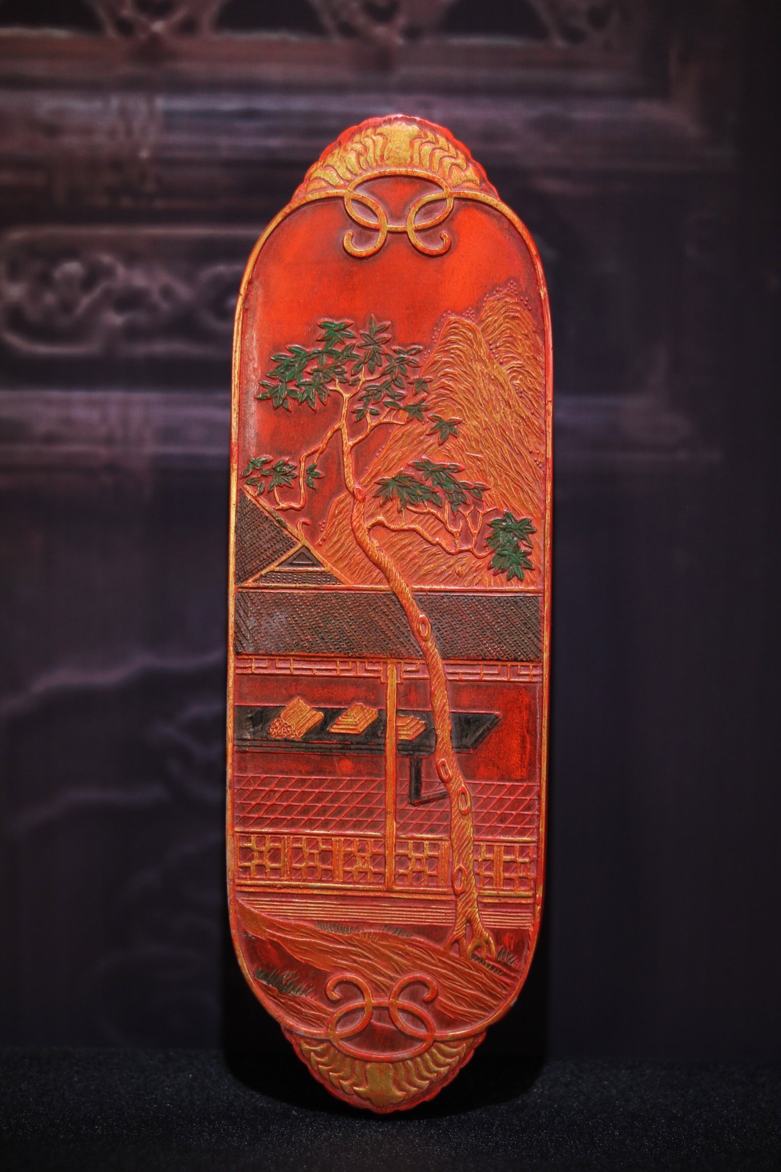 An Exquisite Cinnabar Landscape Pattern Ornament - 2
