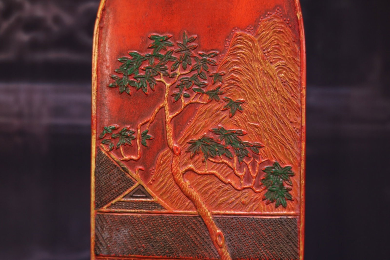 An Exquisite Cinnabar Landscape Pattern Ornament - 3