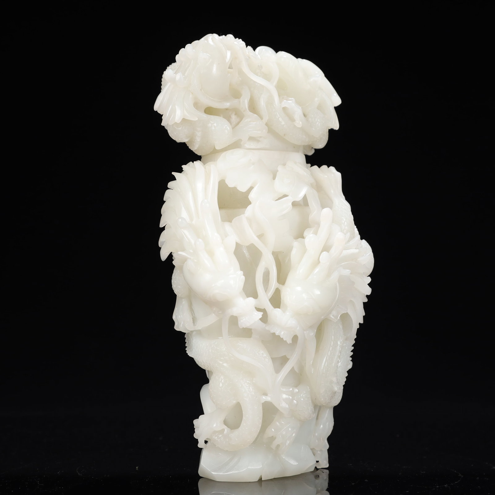 An Exquisite White Jade Dragon Pattern Bottle - 6