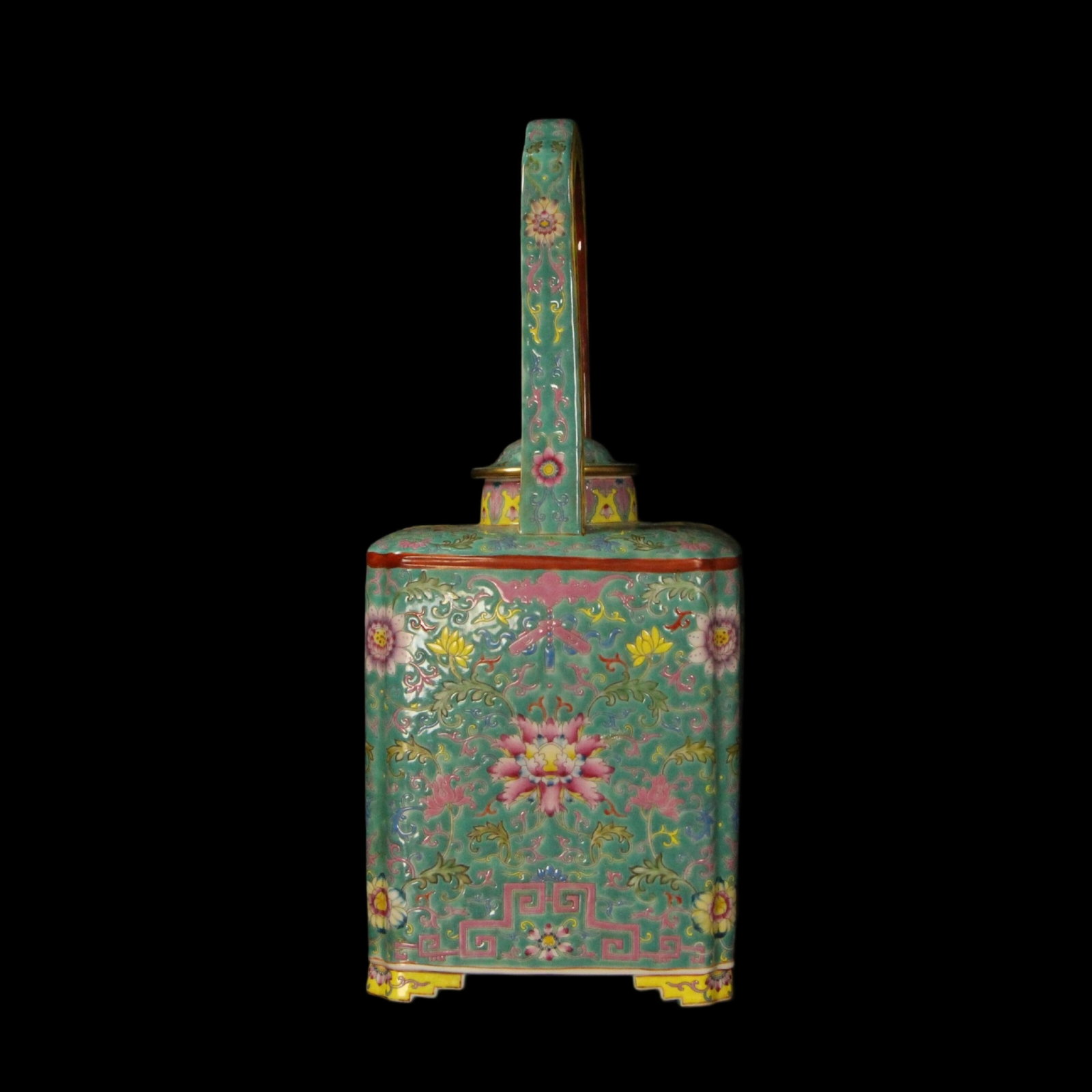An Exquisite Enamel Lotus Pattern Loop-Handled Pot - 6