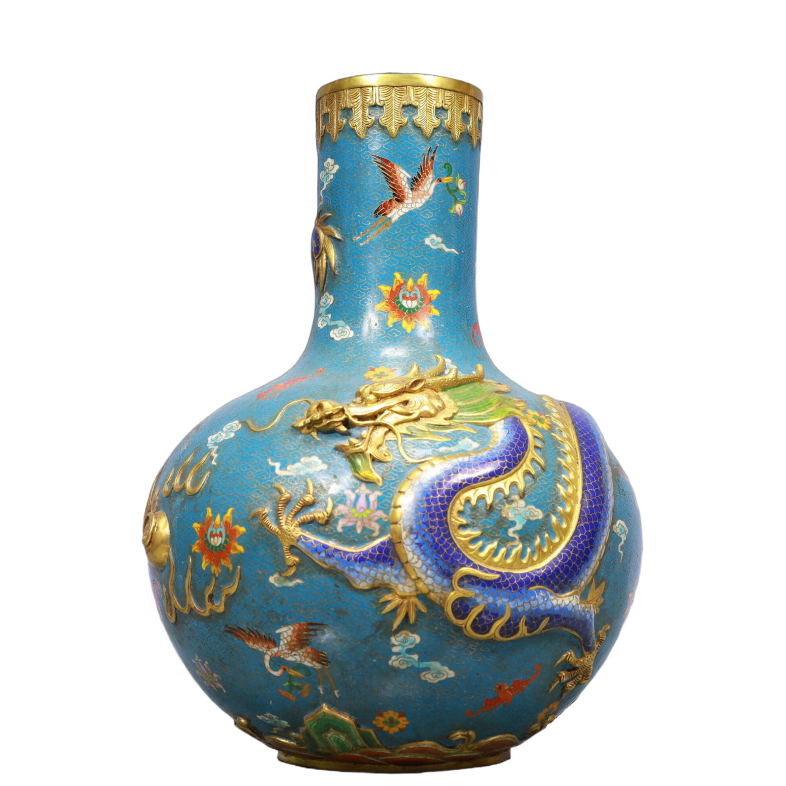 A Huge Cloisonne Dragon and Crane Pattern Vase (1 of 11)