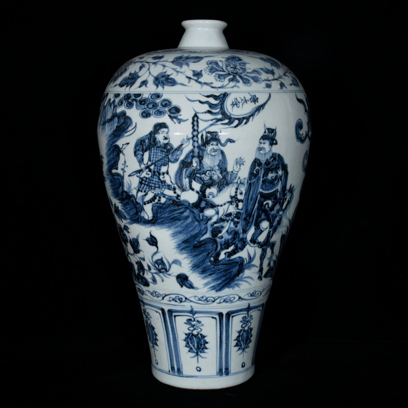 A Huge Blue and White Character and Story Pattern Vase: A Huge Blue and White Character and Story Pattern Vase,Yuan Dynasty,China,Size:16.9inx10.6in 青花人物故事纹瓶,中国元代