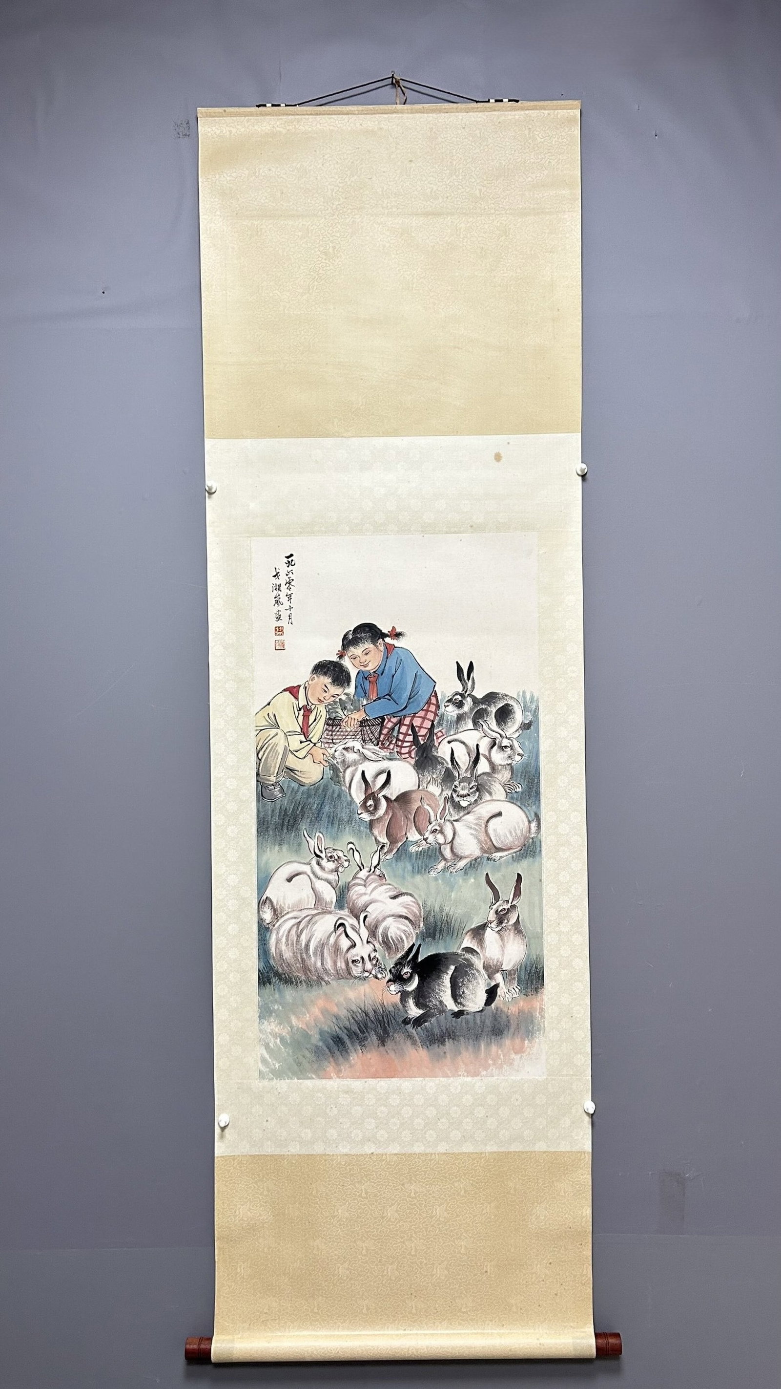 A Chinese Vertical Scroll Ink Painting of Character and Story on Paper (1 of 9)