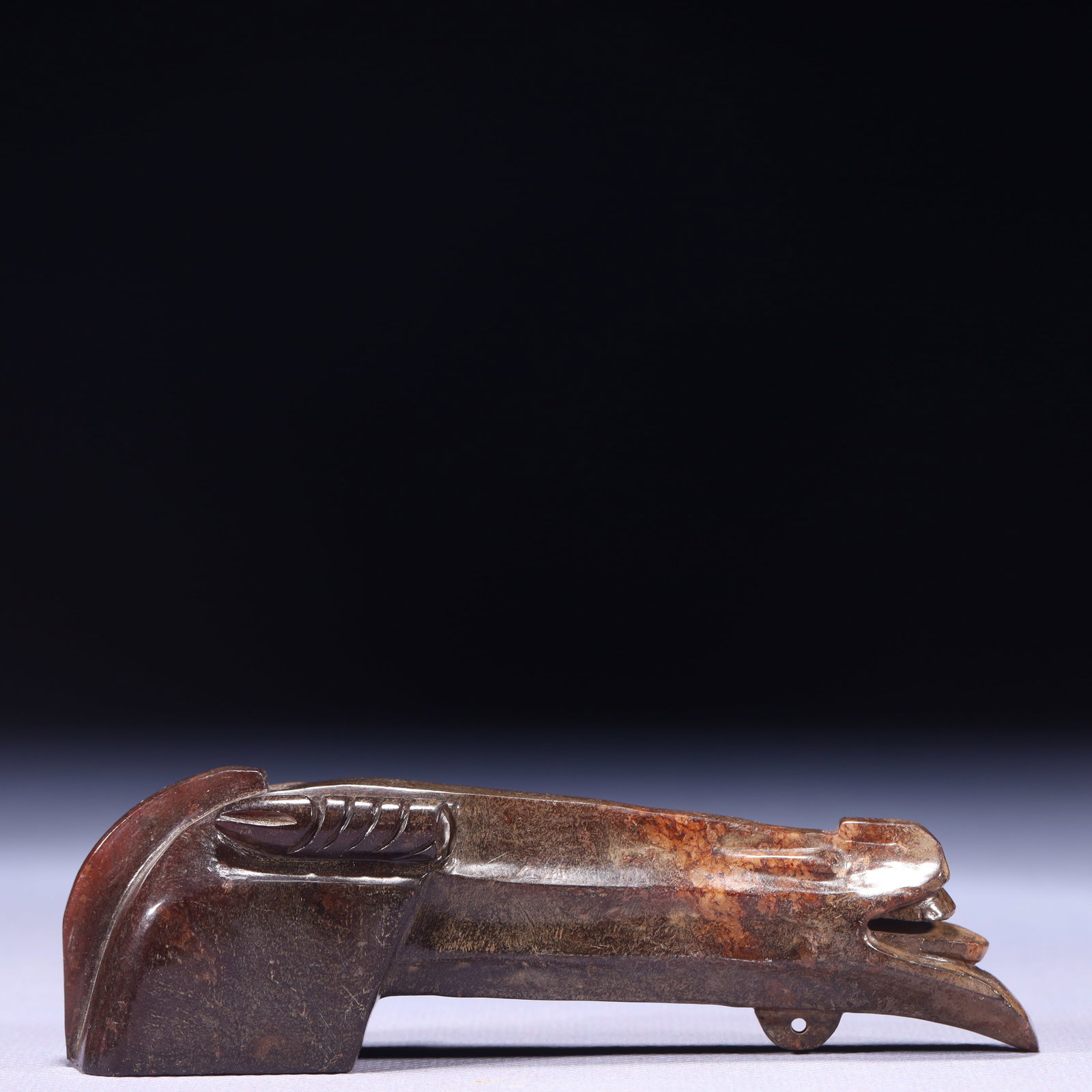An Exquisite Archaic Jade Horse Head Ornament: An Exquisite Archaic Jade Horse Head Ornament,Ancient Time,China,Size:4.7inx1inx1.4in,Weight:154g