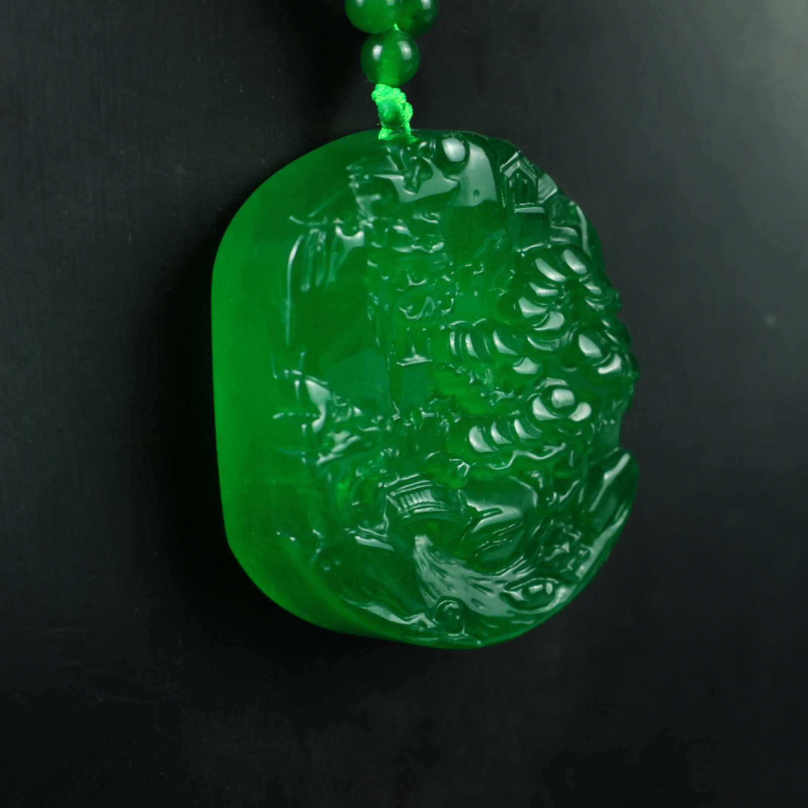 An Exquisite Jadeite Landscape Pattern Pendant - 3