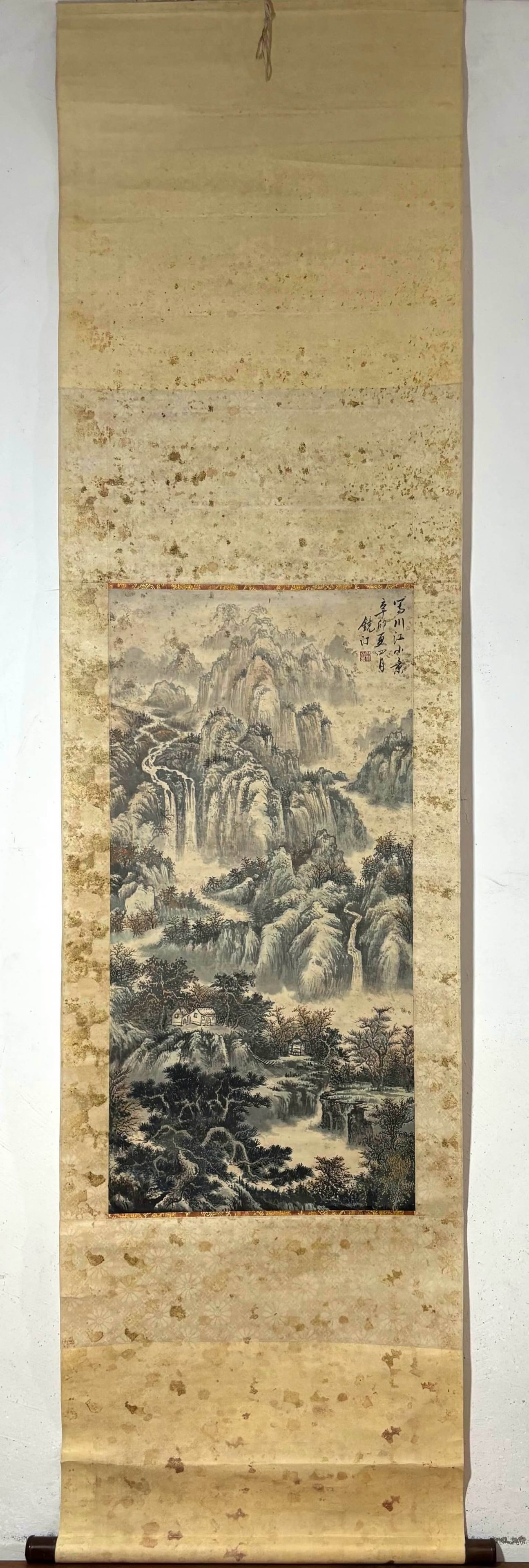 A ChineseInk-on-PaperHangingScroll,Landscape: A ChineseInk-on-PaperHangingScroll,Landscape,WuJingting,Without frame