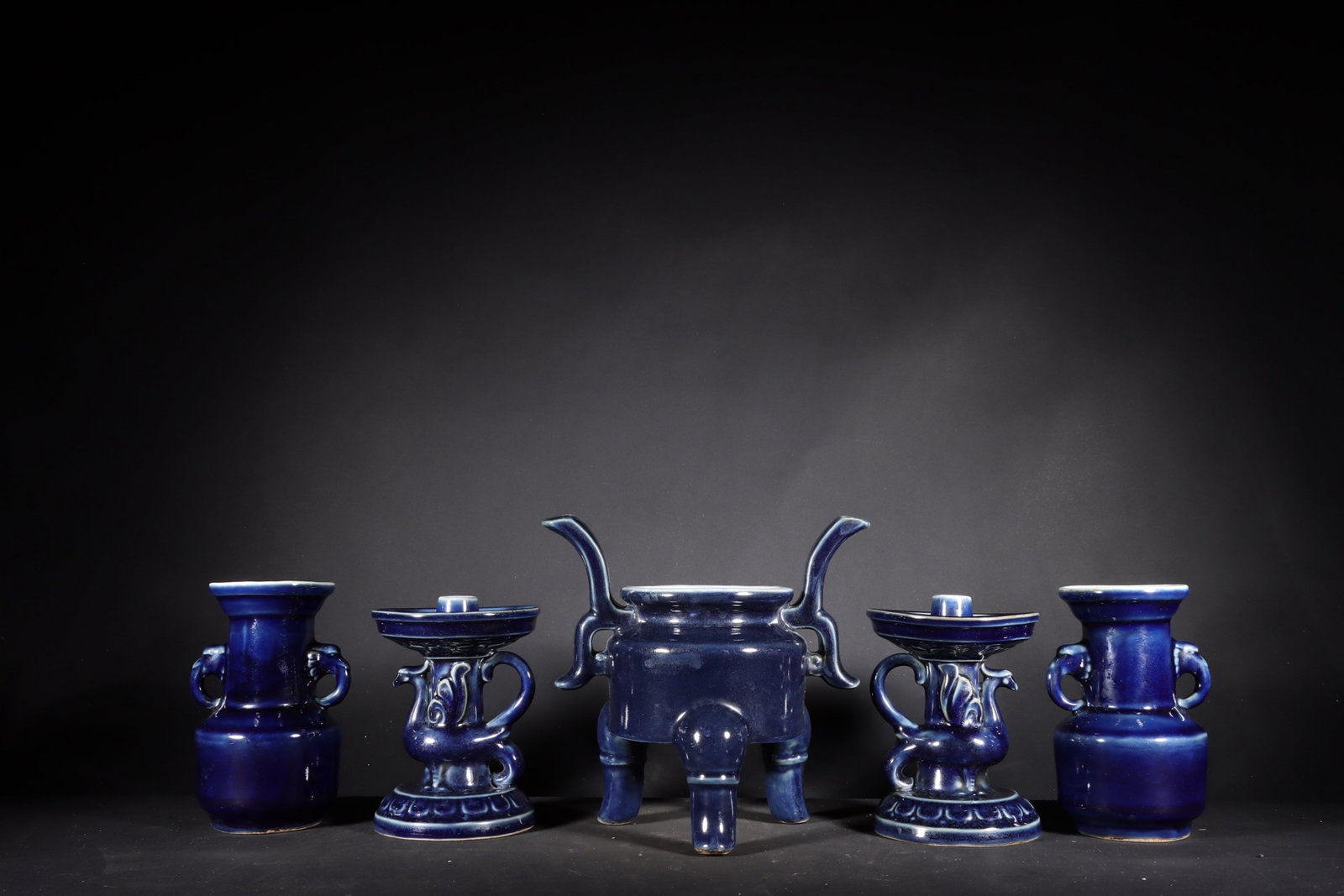 A Five-piece Ji-blue Altar Set (1 of 9)