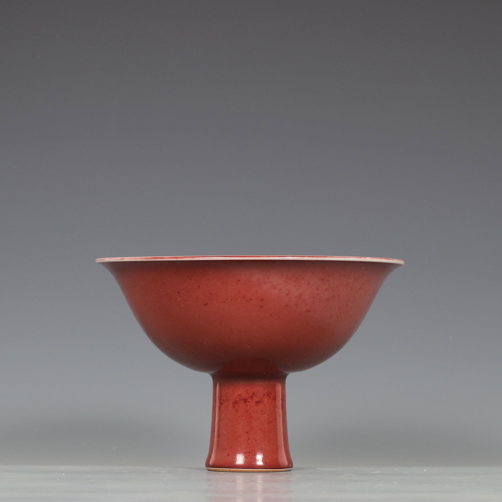 An Exquisite Ruby Red Glaze Stem Cup - 2