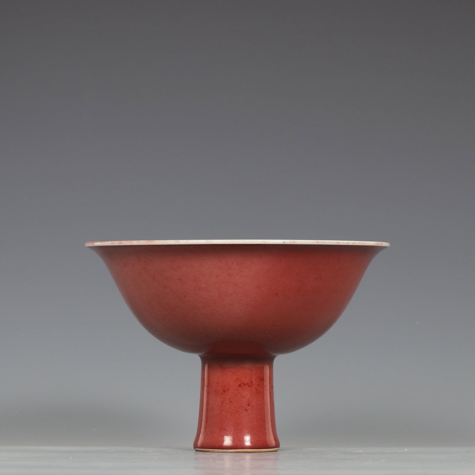 An Exquisite Ruby Red Glaze Stem Cup - 5