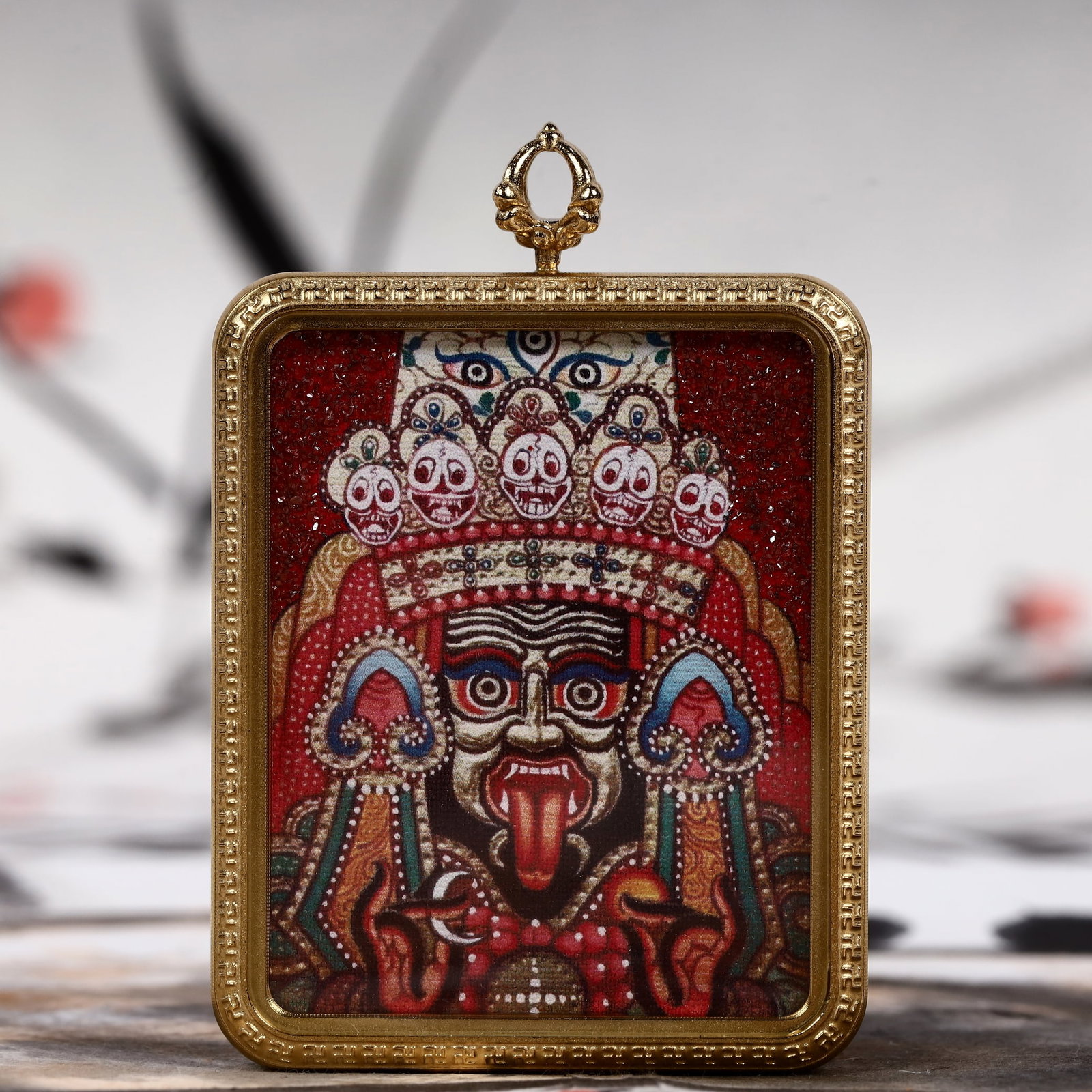 An Exquisite Painted Color Statue of Mammon Tangka: An Exquisite Painted Color Statue of Mammon Tangka,Size:2inx2.8in 彩绘财神像唐卡