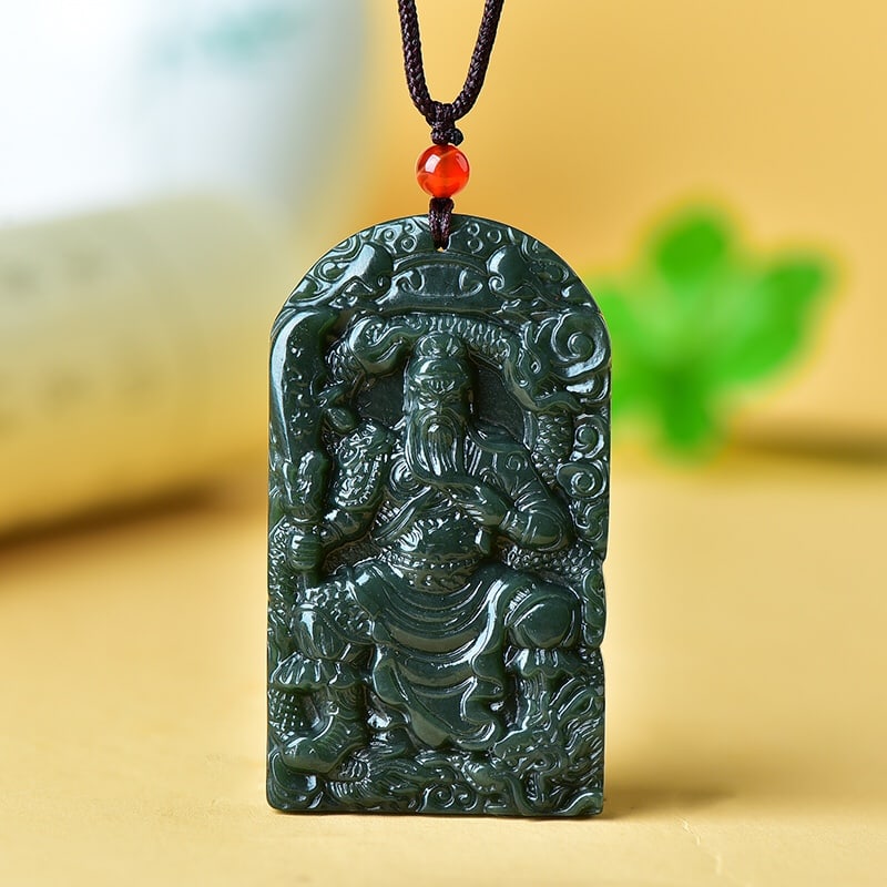 An Exquisite Sapphire Guangong and Dragon Pattern Pendant (1 of 5)